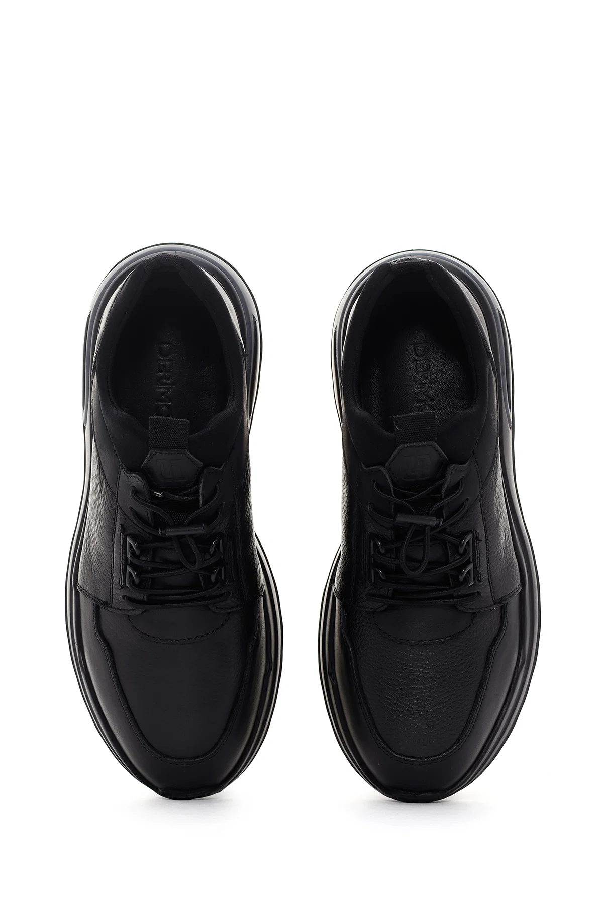 Erkek Siyah Bağcıklı Deri Casual Sneaker - Image 6