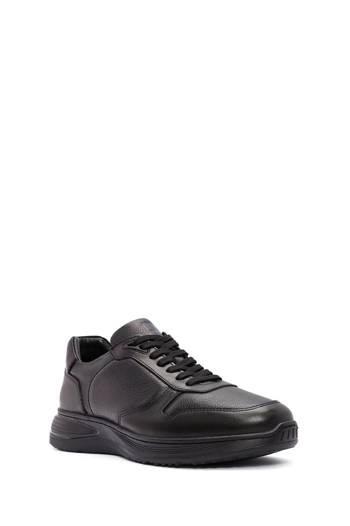 Erkek Siyah Bağcıklı Deri Casual Sneaker - Image 6