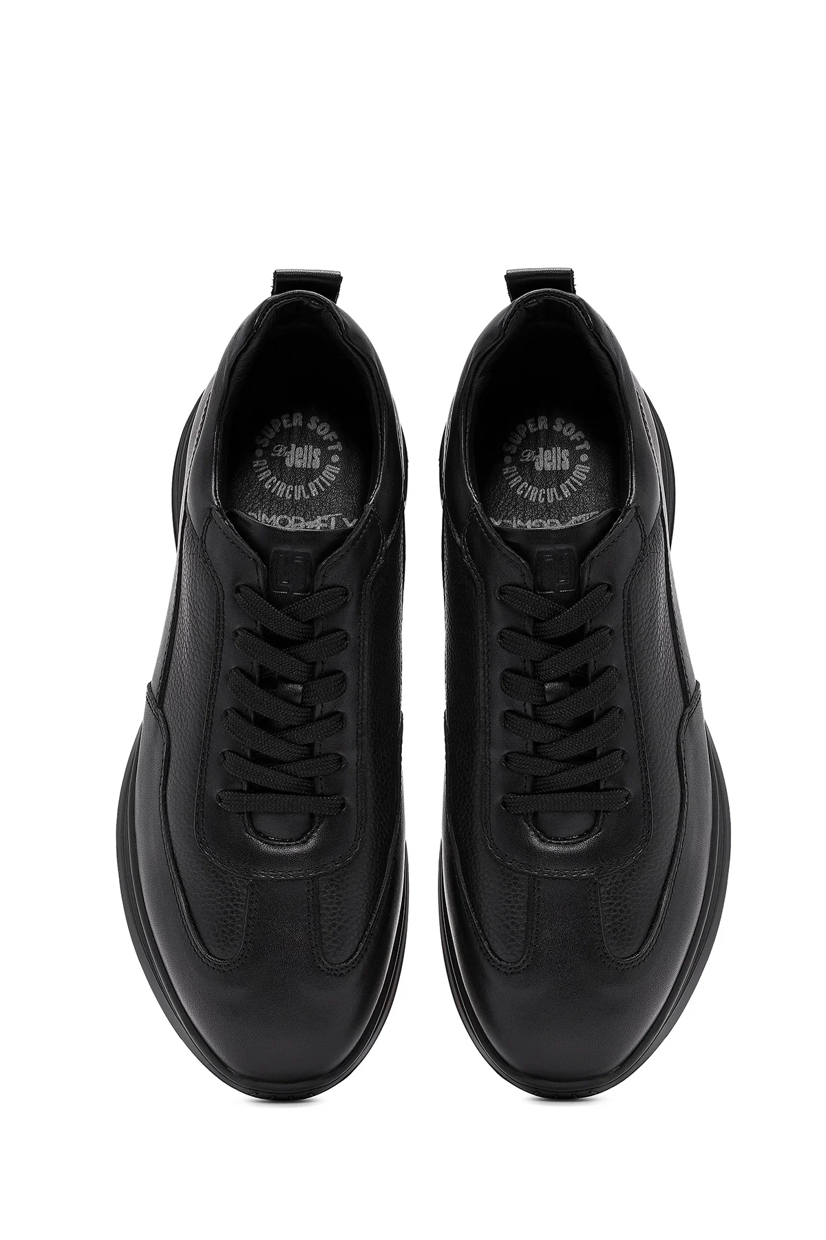 Erkek Siyah Bağcıklı Deri Casual Sneaker - Image 7
