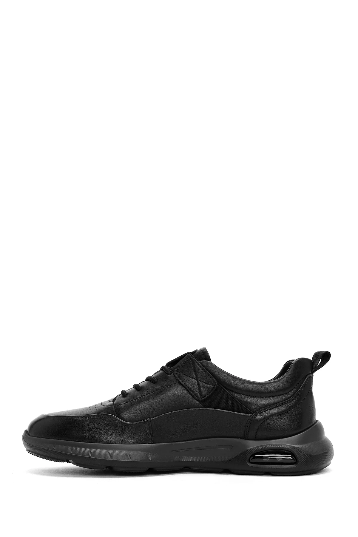Erkek Siyah Bağcıklı Deri Casual Sneaker - Image 2