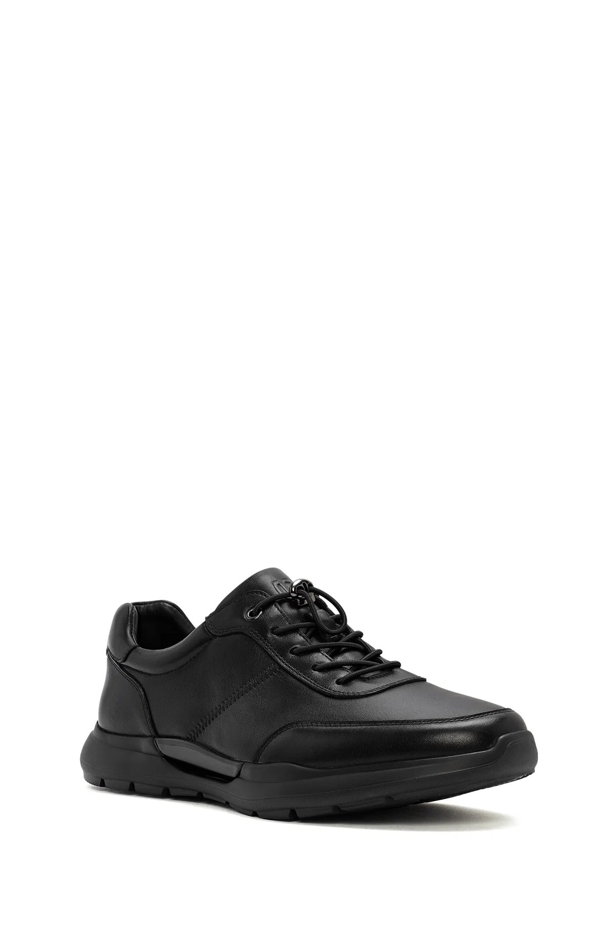 Erkek Siyah Bağcıklı Deri Casual Sneaker - Image 6