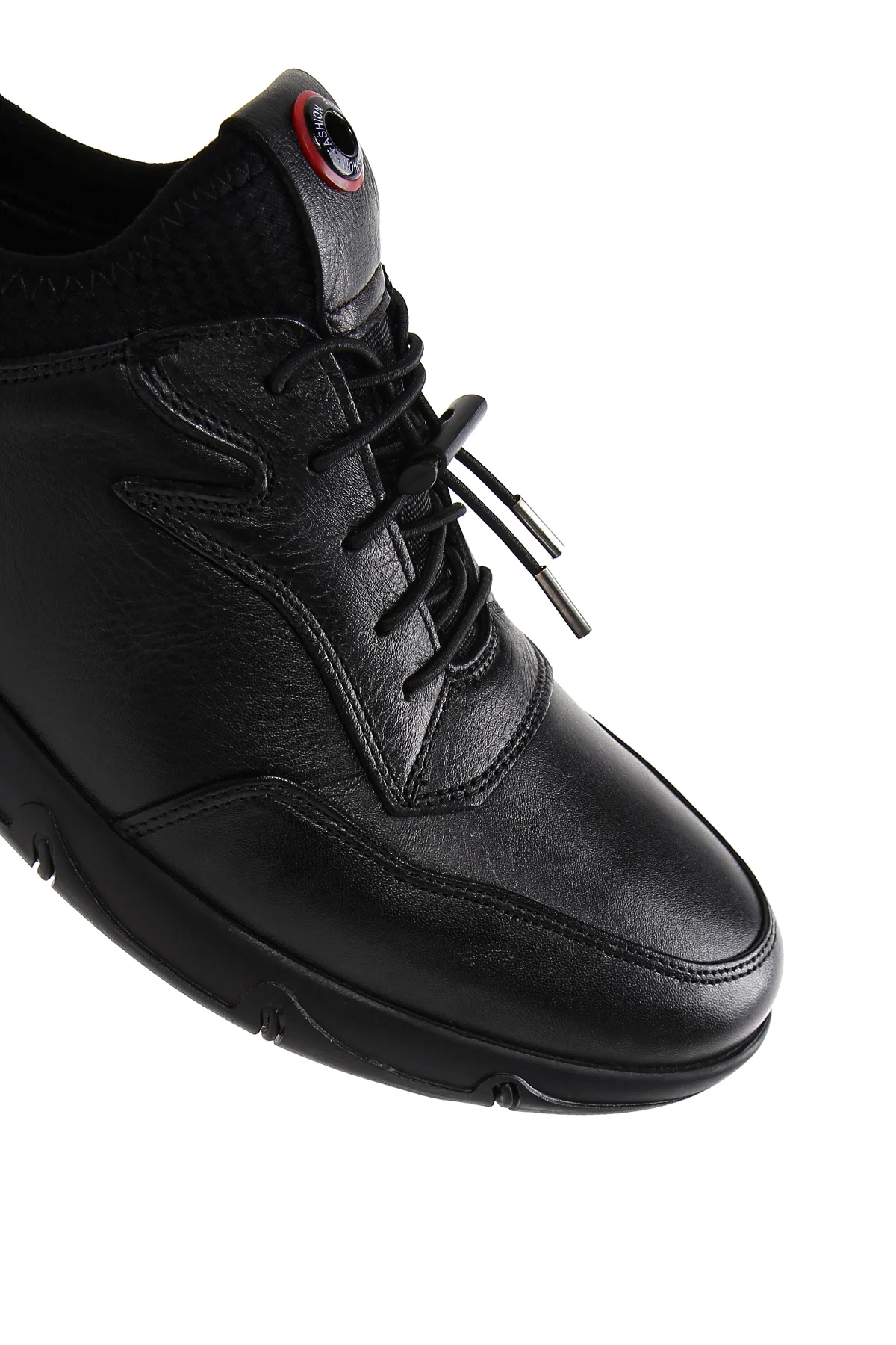 Erkek Siyah Bağcıklı Deri Casual Sneaker - Image 10
