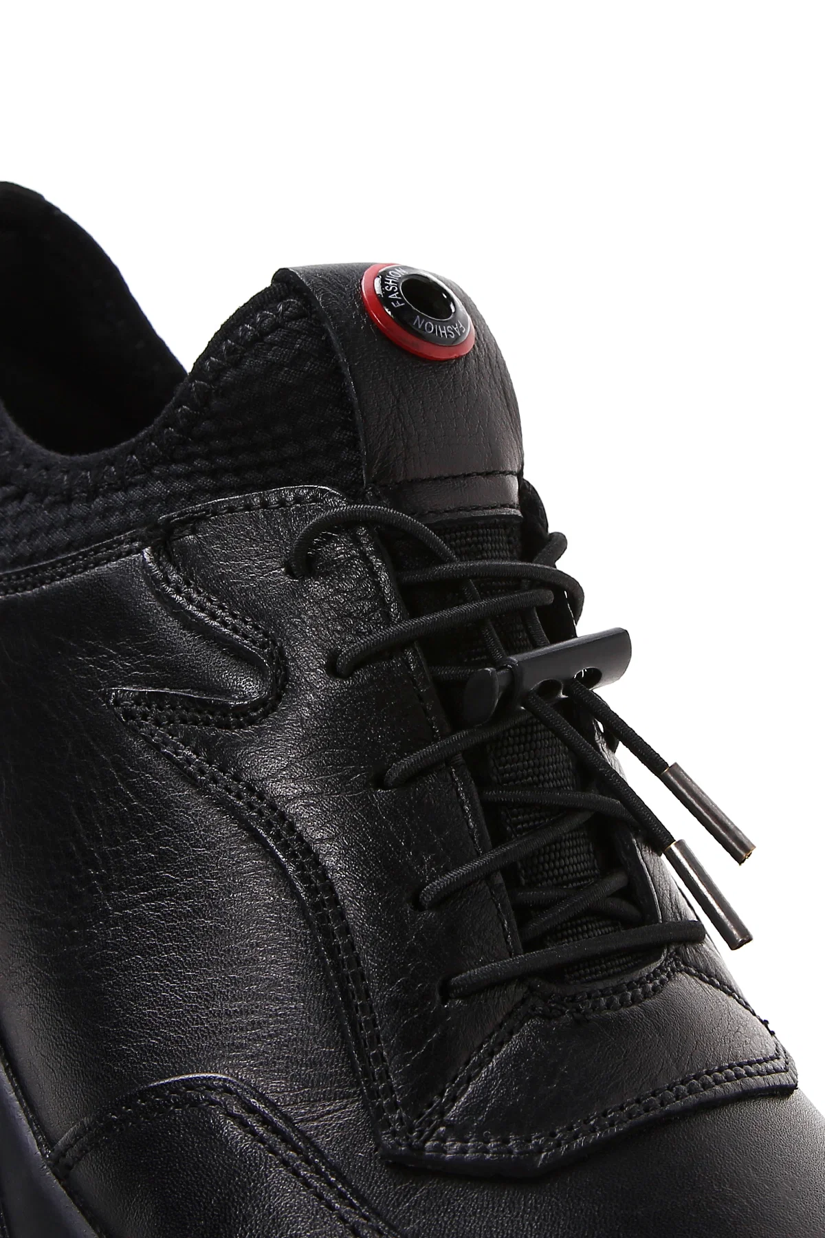 Erkek Siyah Bağcıklı Deri Casual Sneaker - Image 11