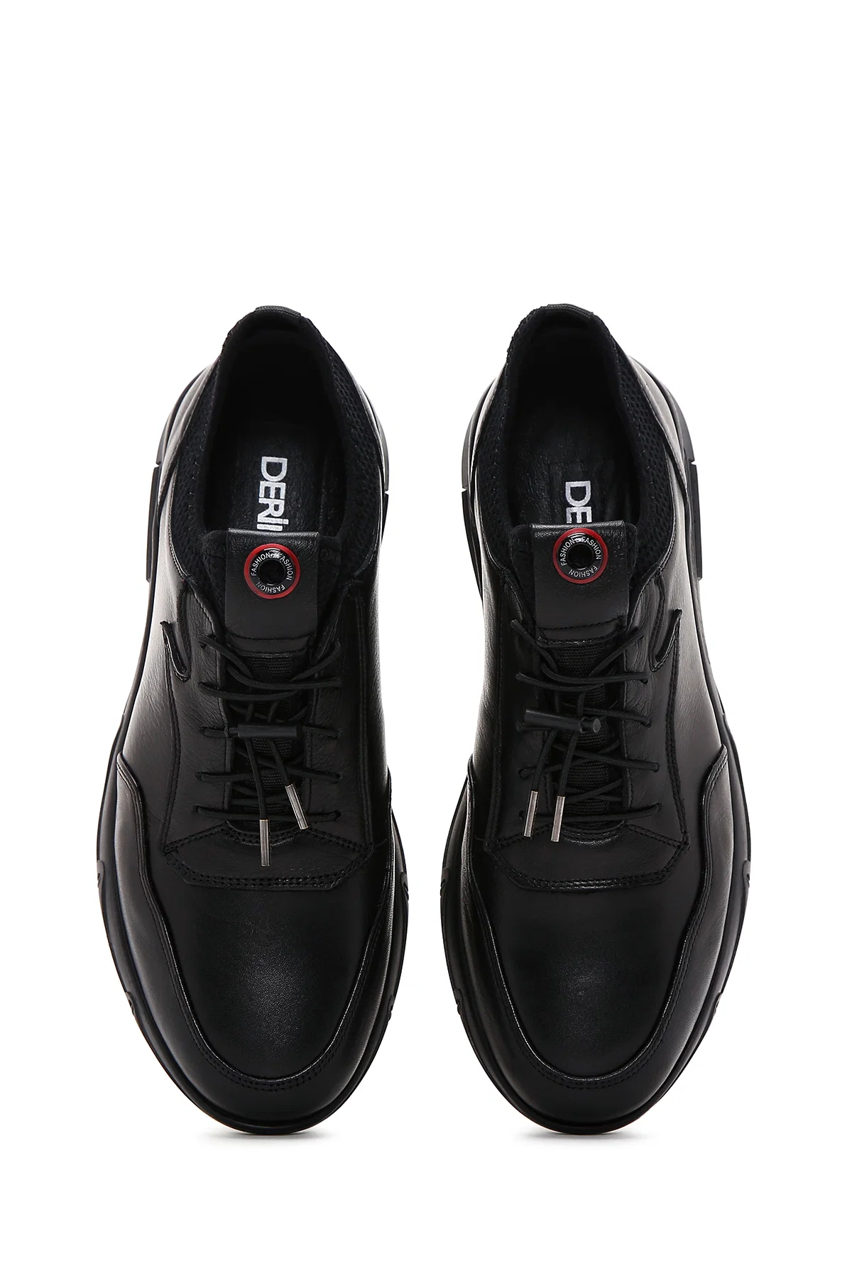 Erkek Siyah Bağcıklı Deri Casual Sneaker - Image 6