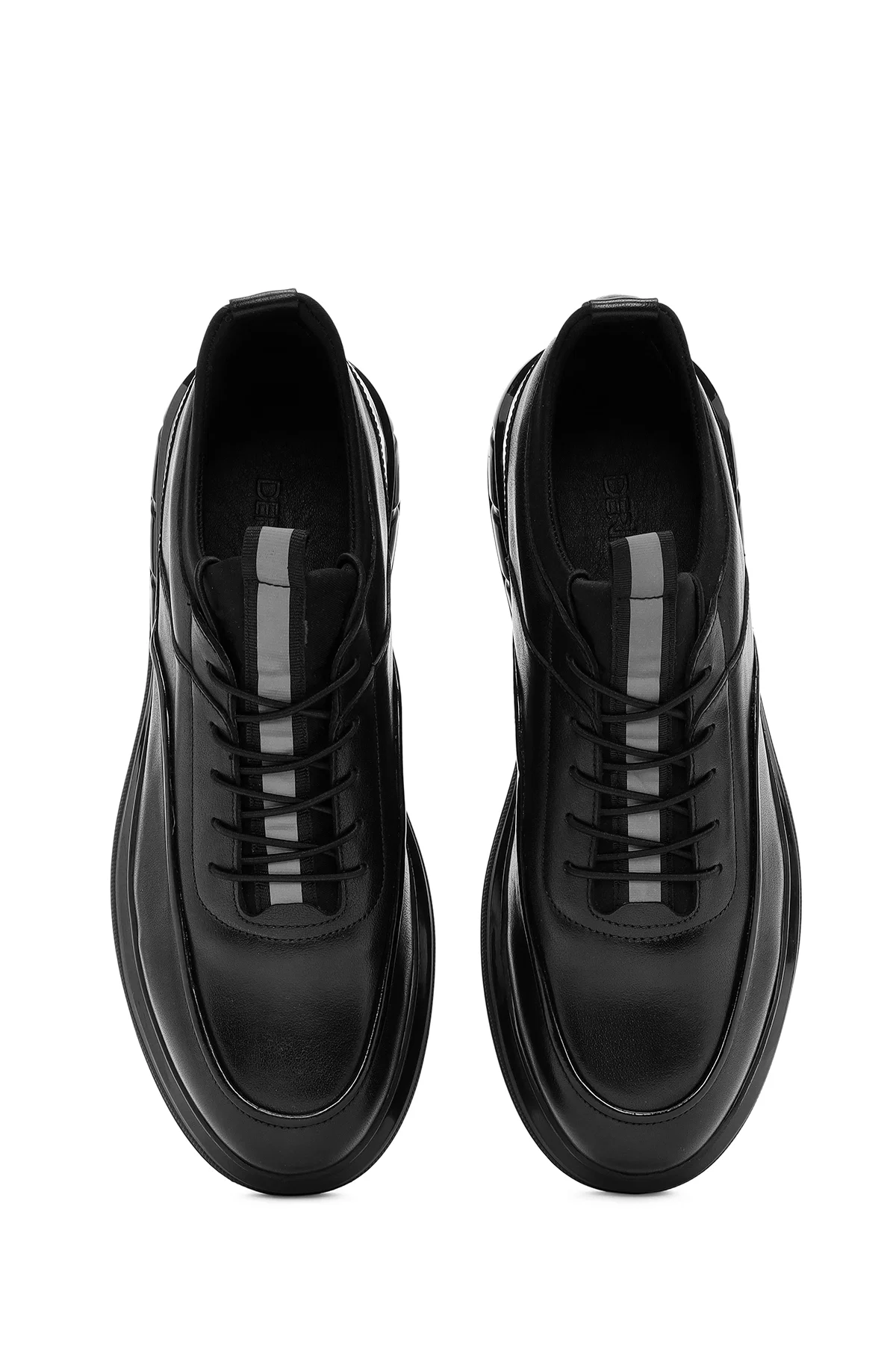 Erkek Siyah Bağcıklı Deri Casual Sneaker - Image 7