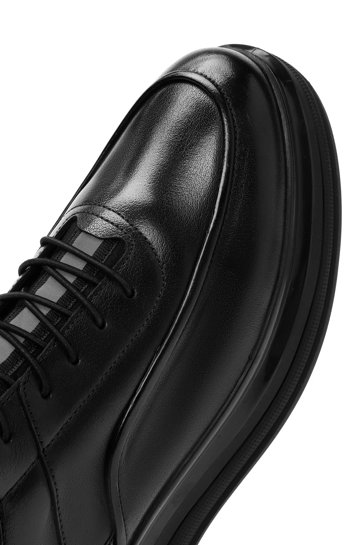 Erkek Siyah Bağcıklı Deri Casual Sneaker - Image 9
