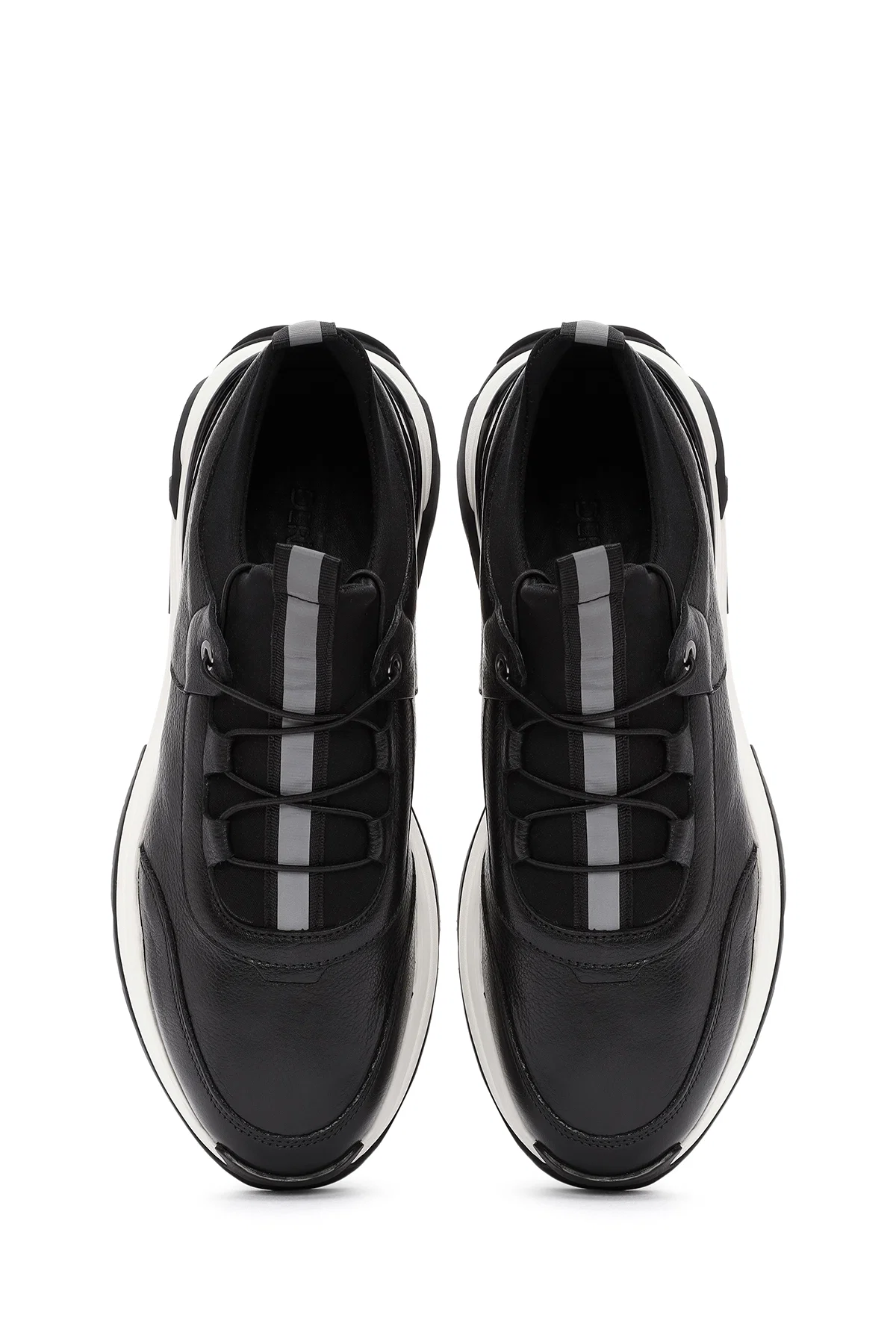 Erkek Siyah Bağcıklı Deri Casual Sneaker - Image 7