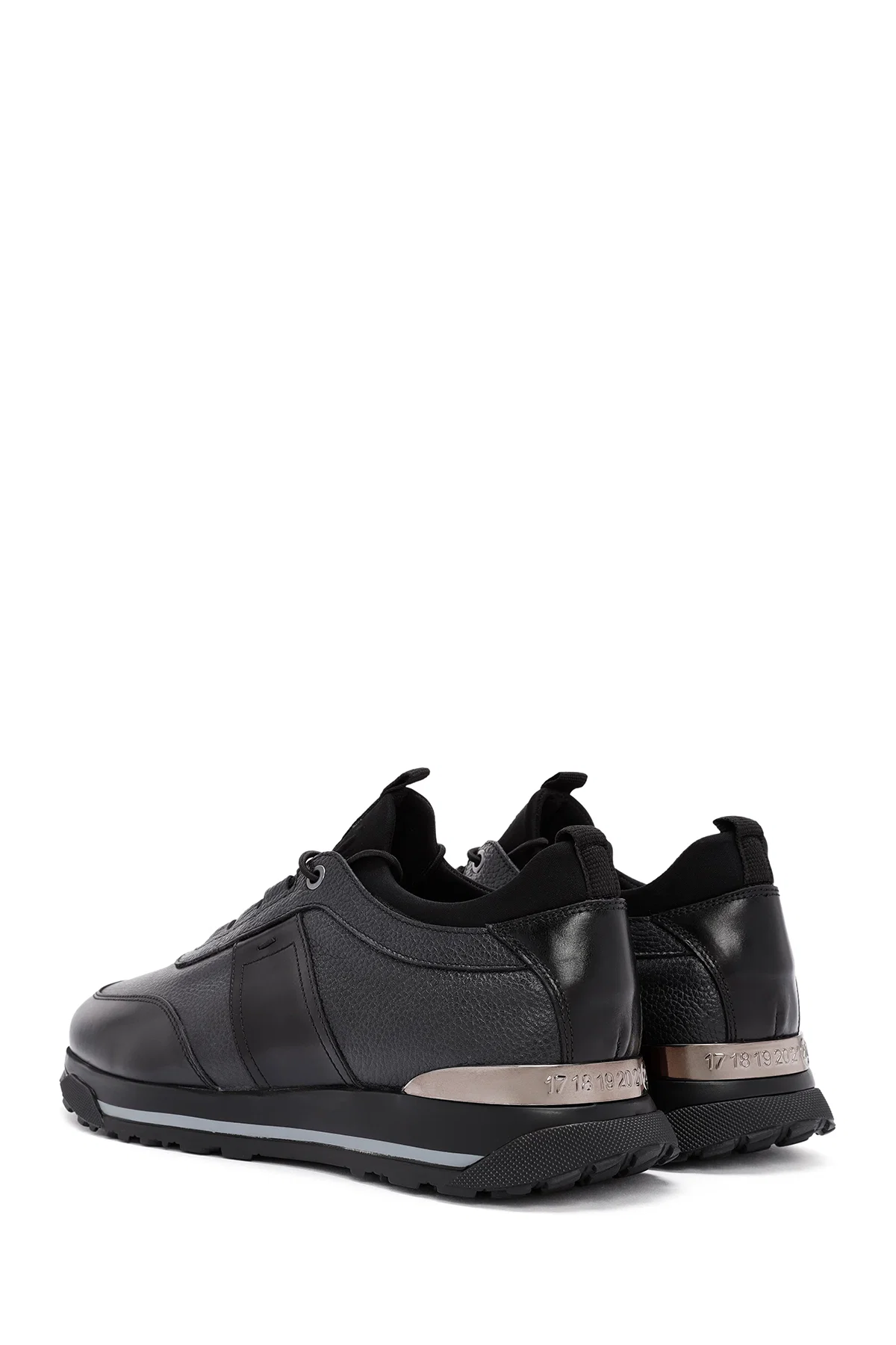 Erkek Siyah Bağcıklı Deri Casual Sneaker - Image 5