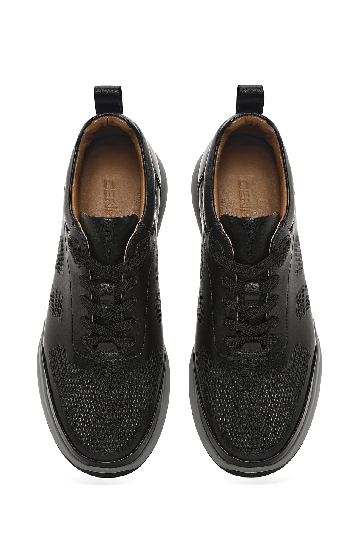Erkek Siyah Bağcıklı Deri Casual Sneaker - Image 7