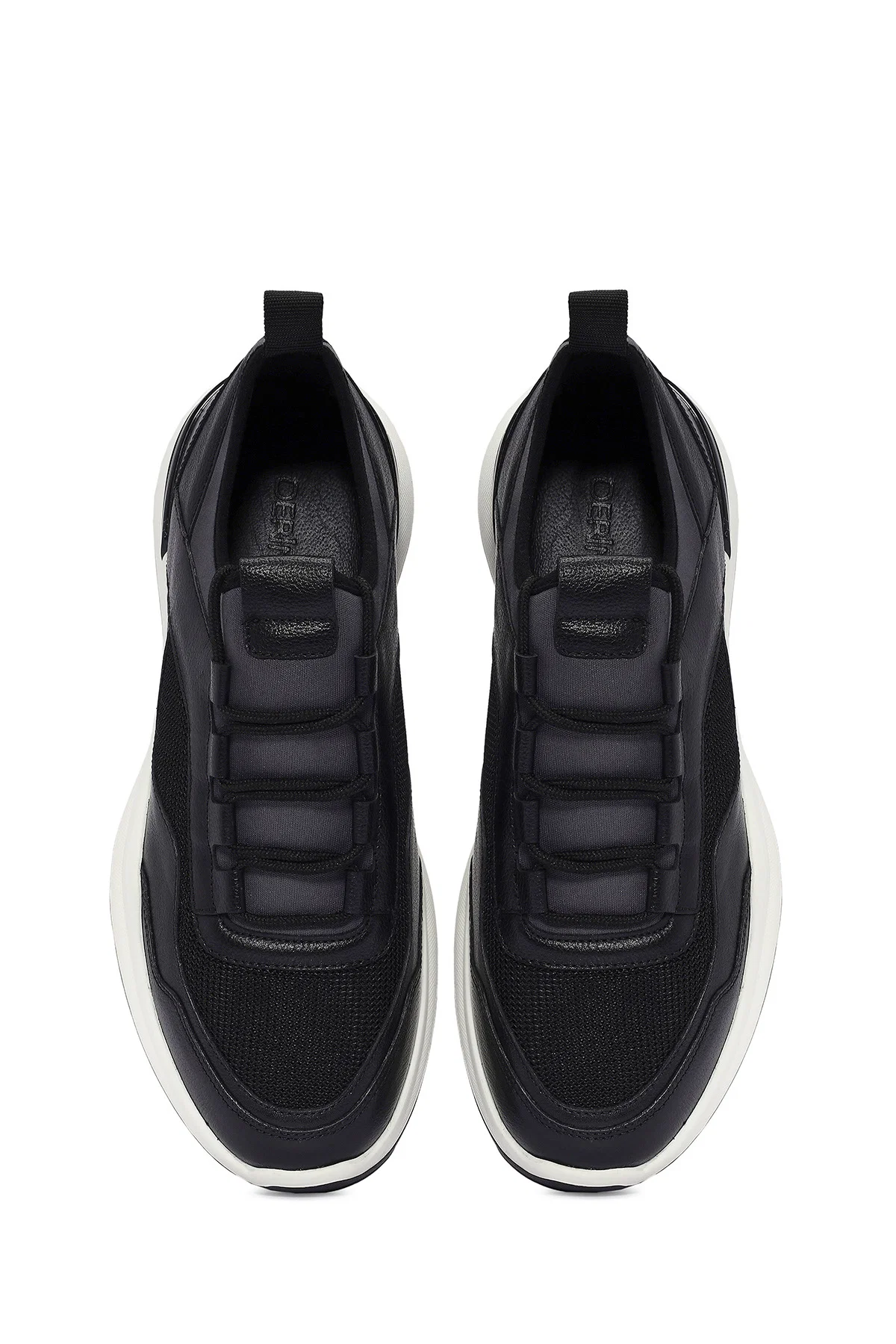 Erkek Siyah Bağcıklı Deri Casual Sneaker - Image 7