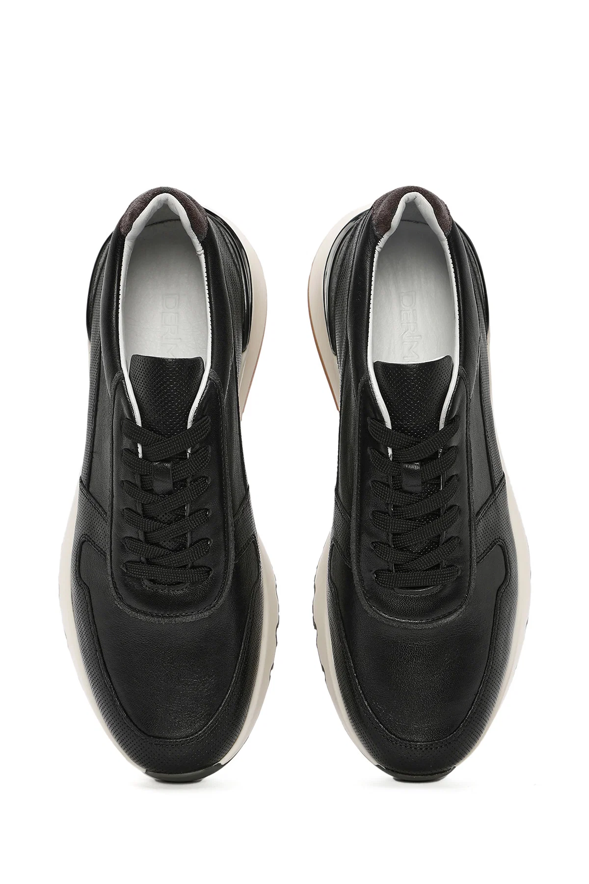 Erkek Siyah Bağcıklı Deri Casual Sneaker - Image 7