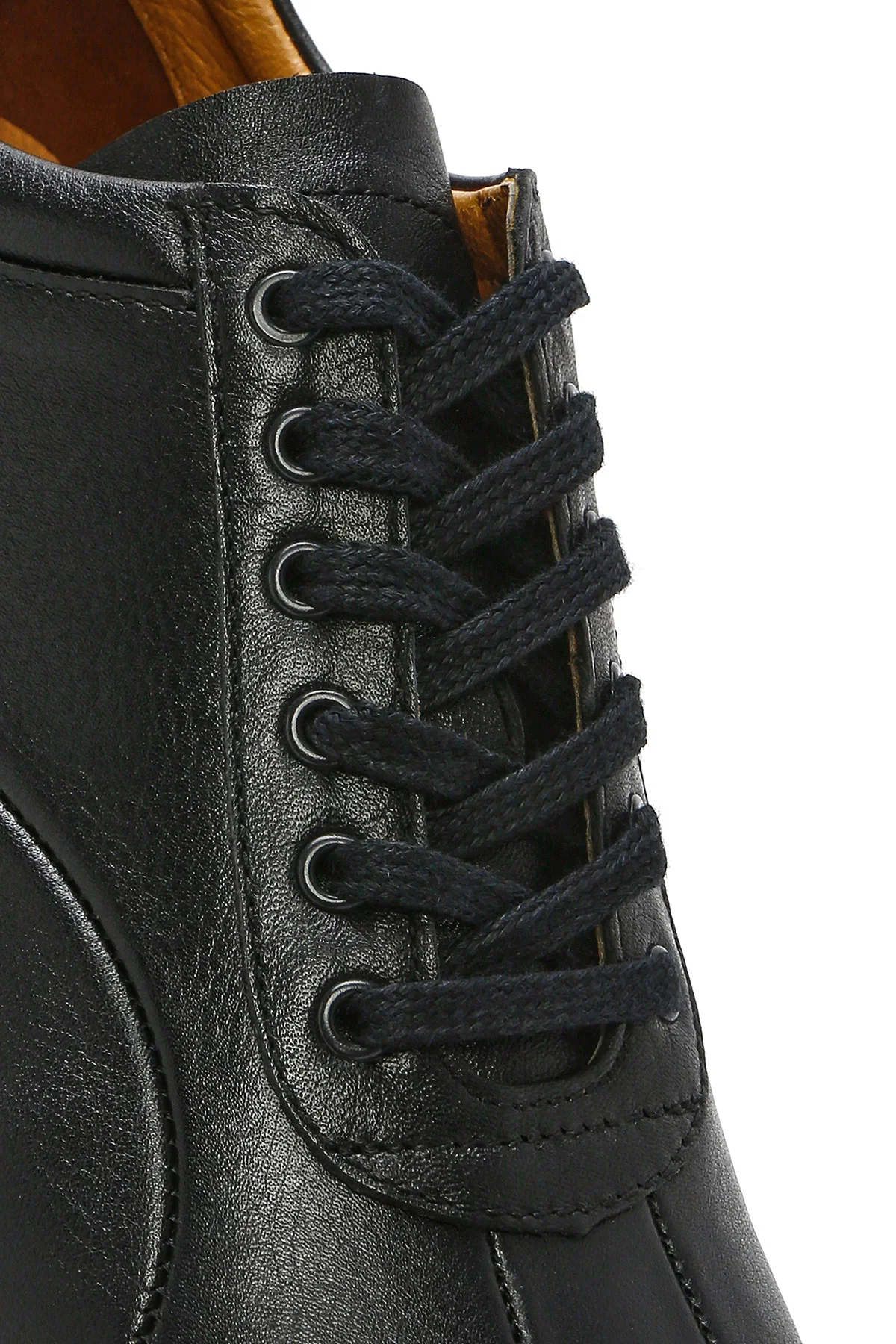 Erkek Siyah Bağcıklı Deri Casual Sneaker - Image 9