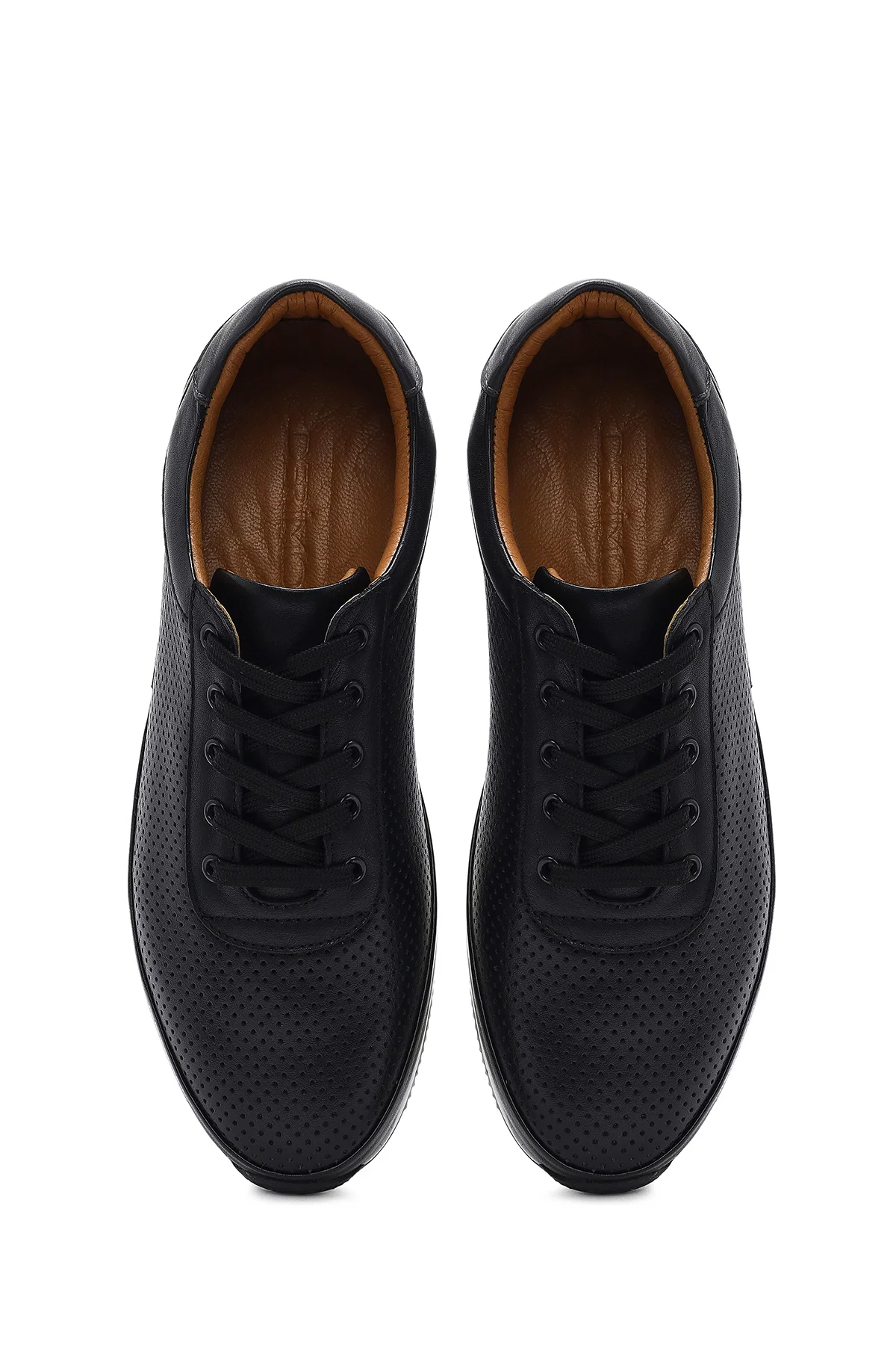 Erkek Siyah Bağcıklı Deri Casual Sneaker - Image 7
