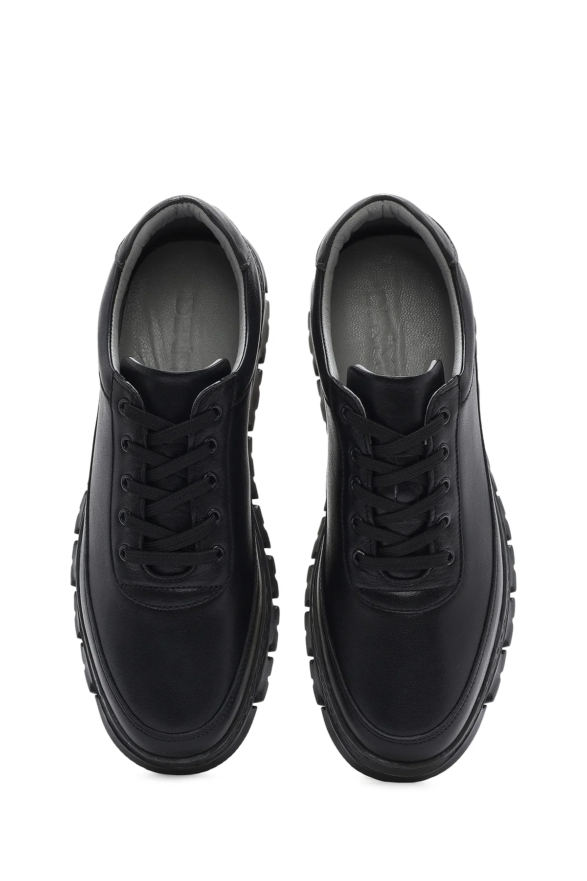 Erkek Siyah Bağcıklı Deri Casual Sneaker - Image 7