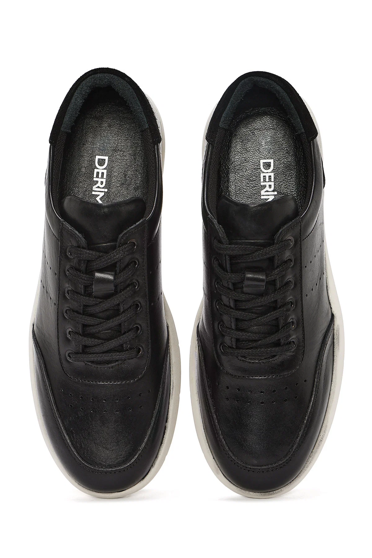 Erkek Siyah Bağcıklı Deri Casual Sneaker - Image 6