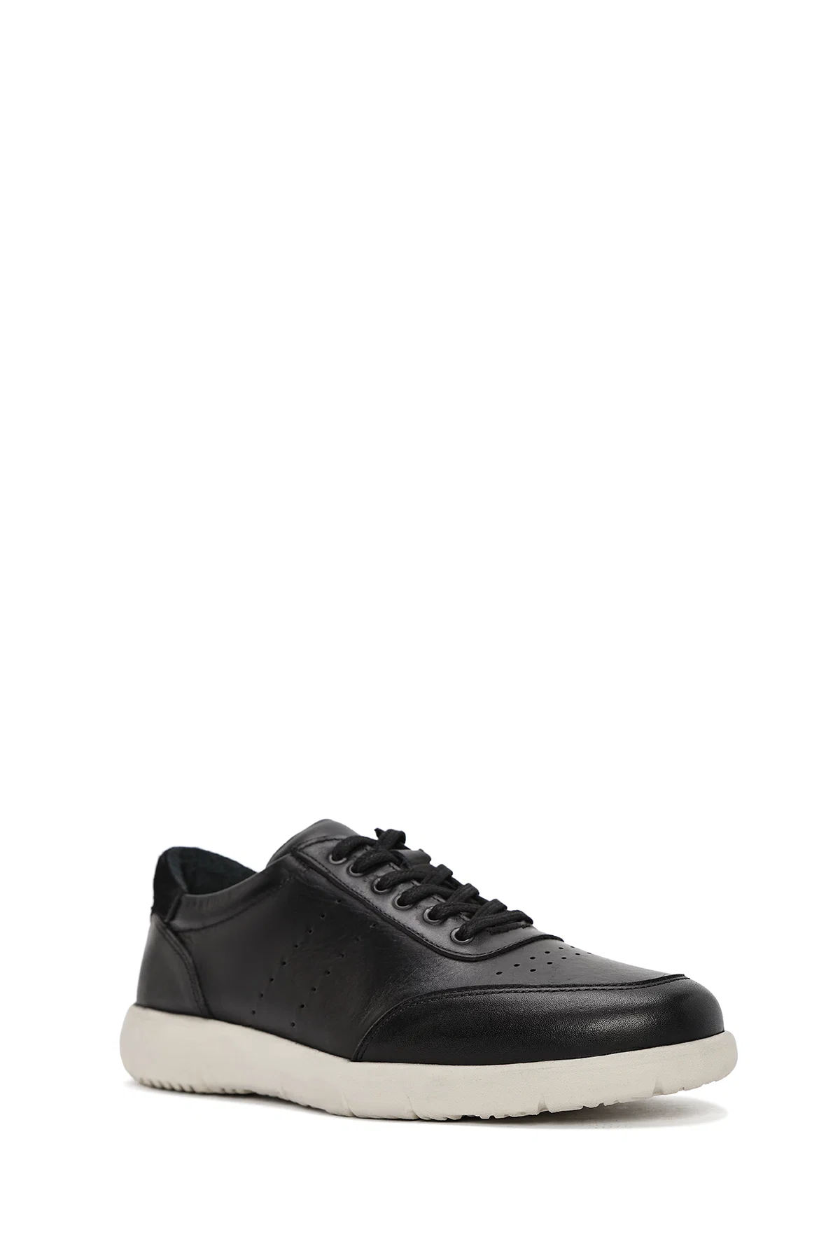 Erkek Siyah Bağcıklı Deri Casual Sneaker - Image 7