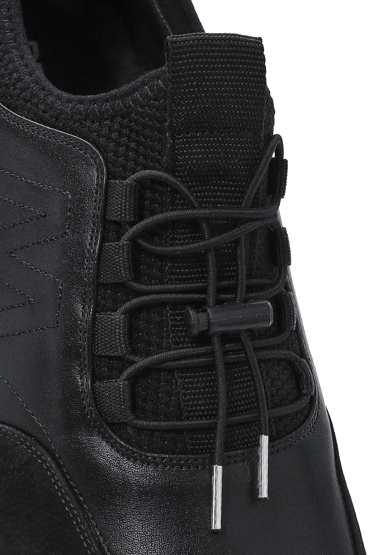 Erkek Siyah Bağcıklı Deri Casual Sneaker - Image 9
