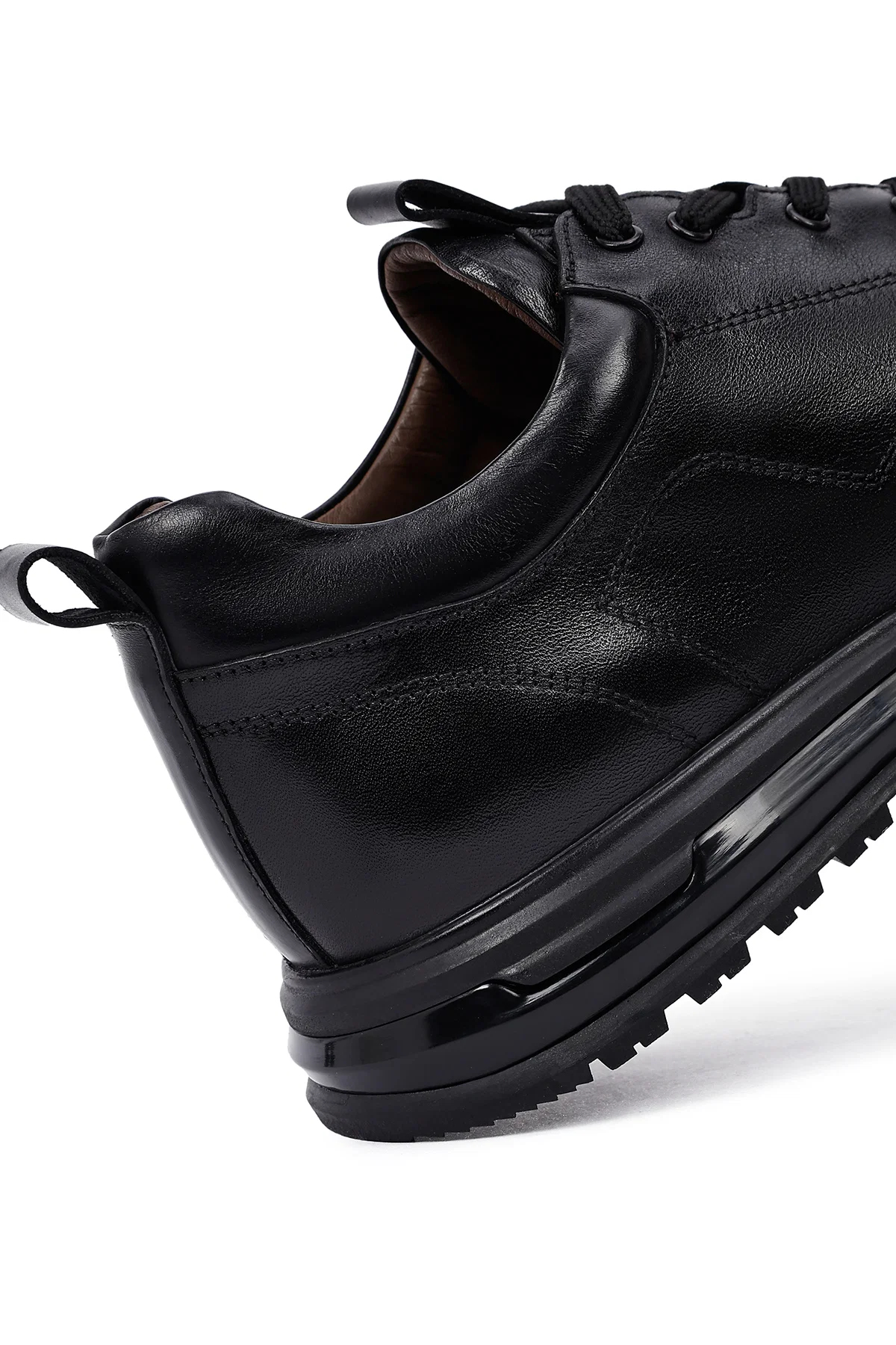 Erkek Siyah Bağcıklı Deri Casual Sneaker - Image 10
