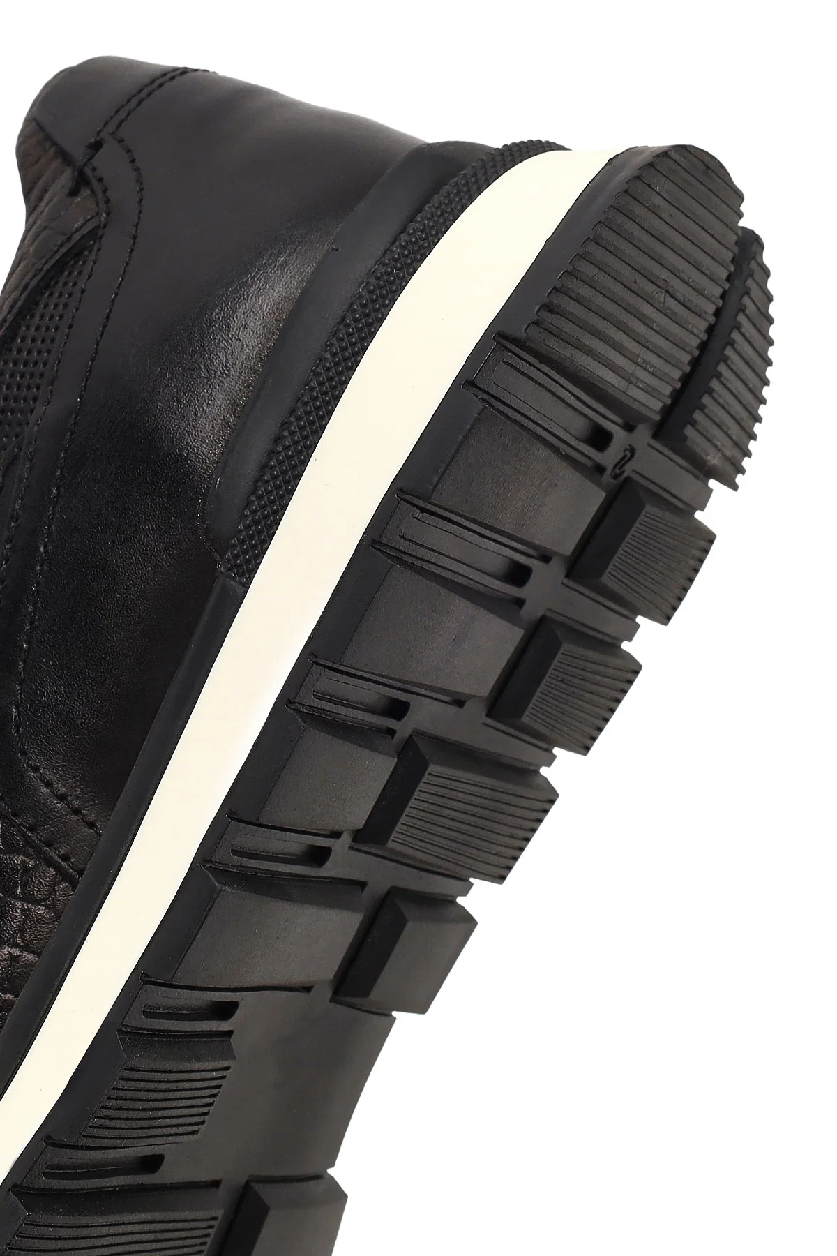 Erkek Siyah Bağcıklı Deri Casual Sneaker - Image 8