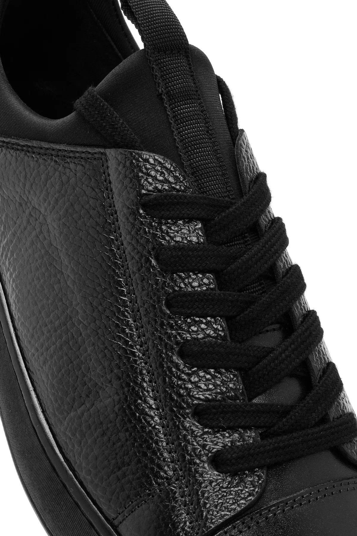 Erkek Siyah Bağcıklı Deri Casual Sneaker - Image 10