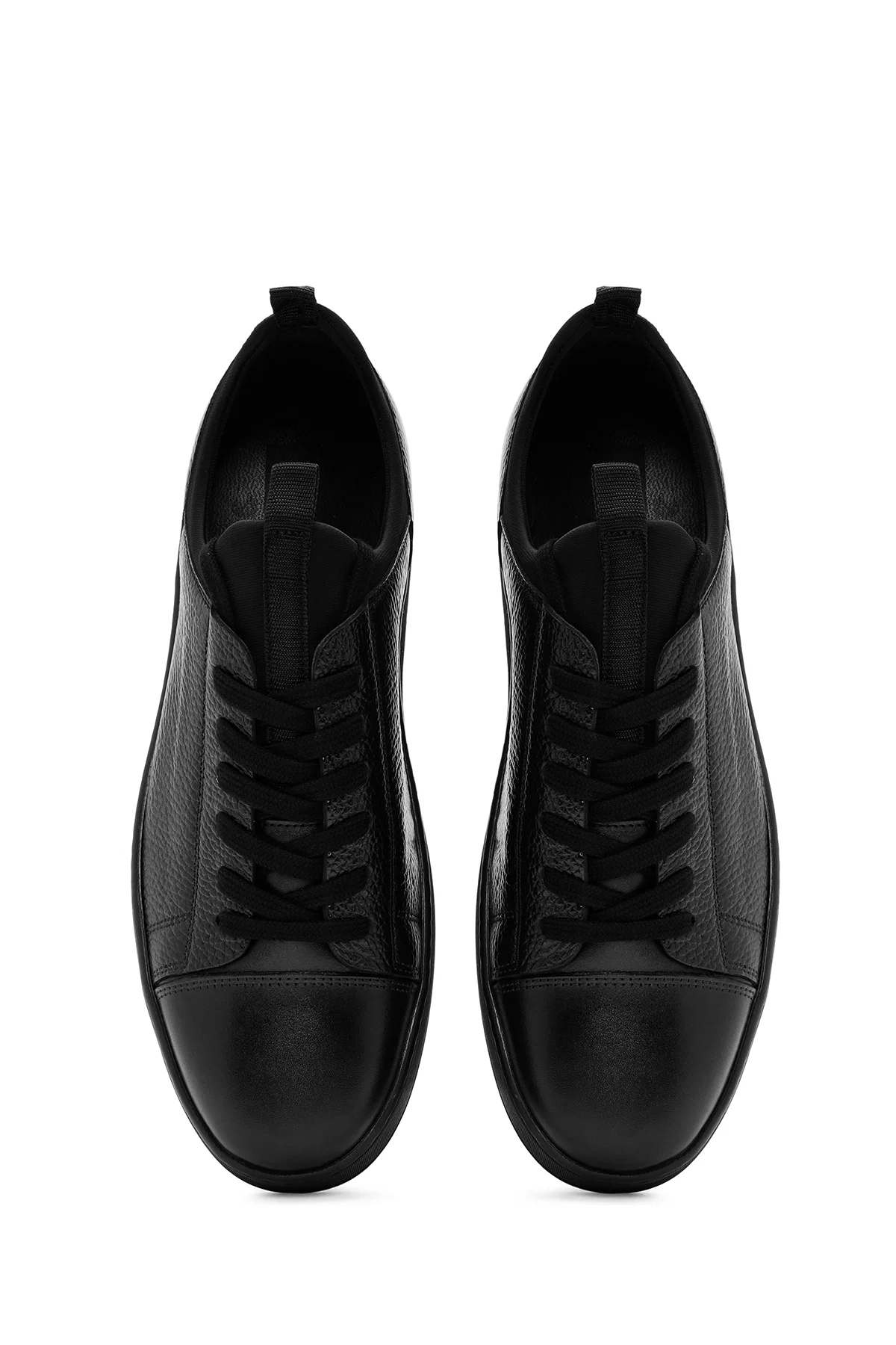 Erkek Siyah Bağcıklı Deri Casual Sneaker - Image 7
