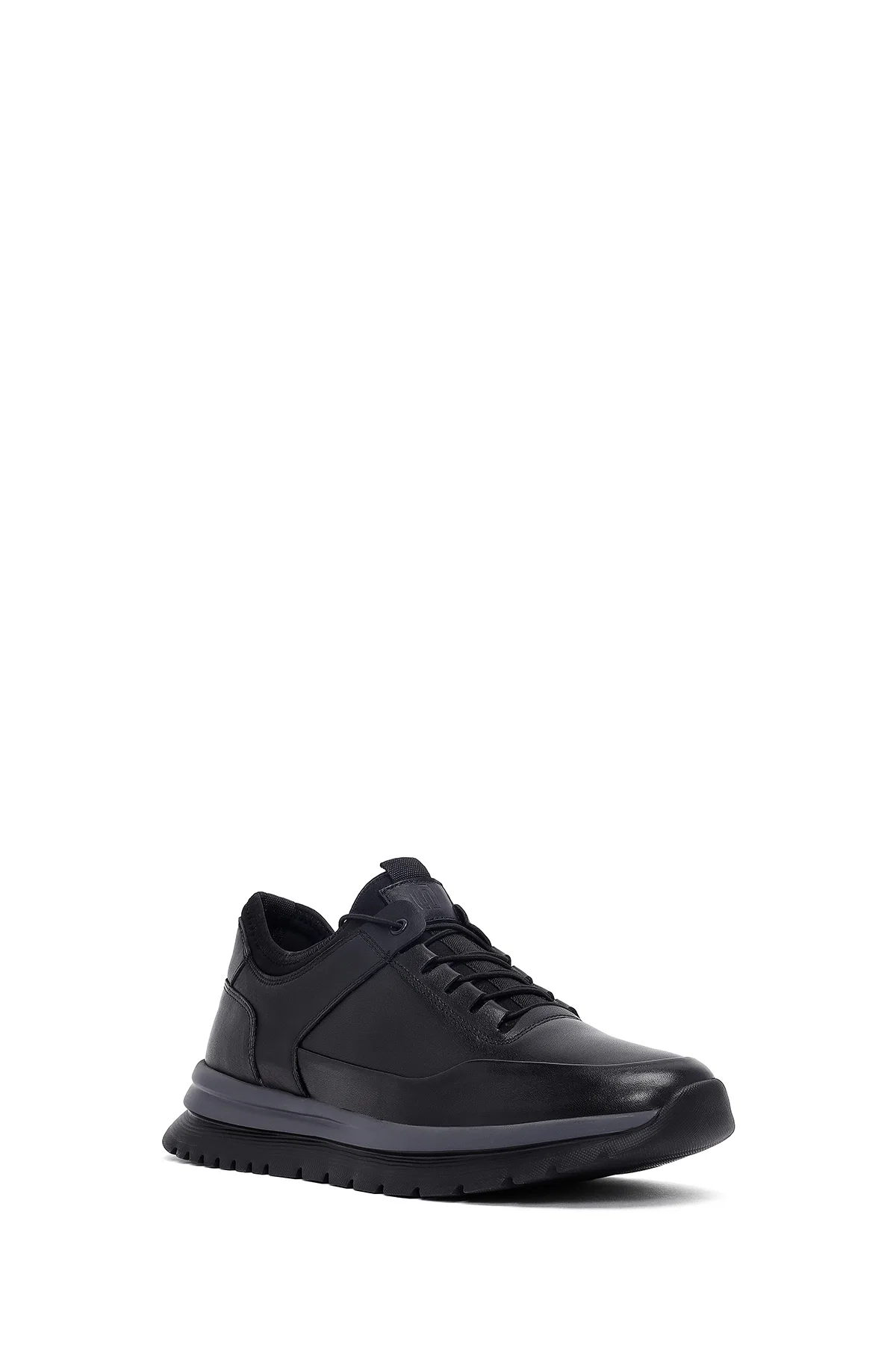 Erkek Siyah Bağcıklı Deri Casual Sneaker - Image 6