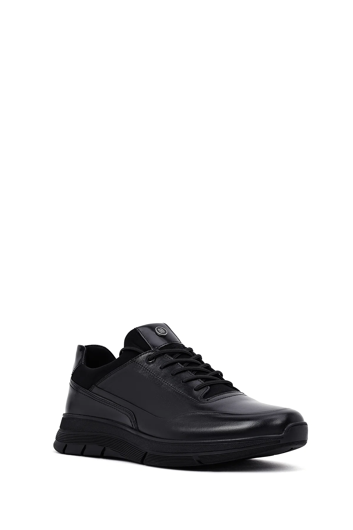 Erkek Siyah Bağcıklı Deri Casual Sneaker - Image 6