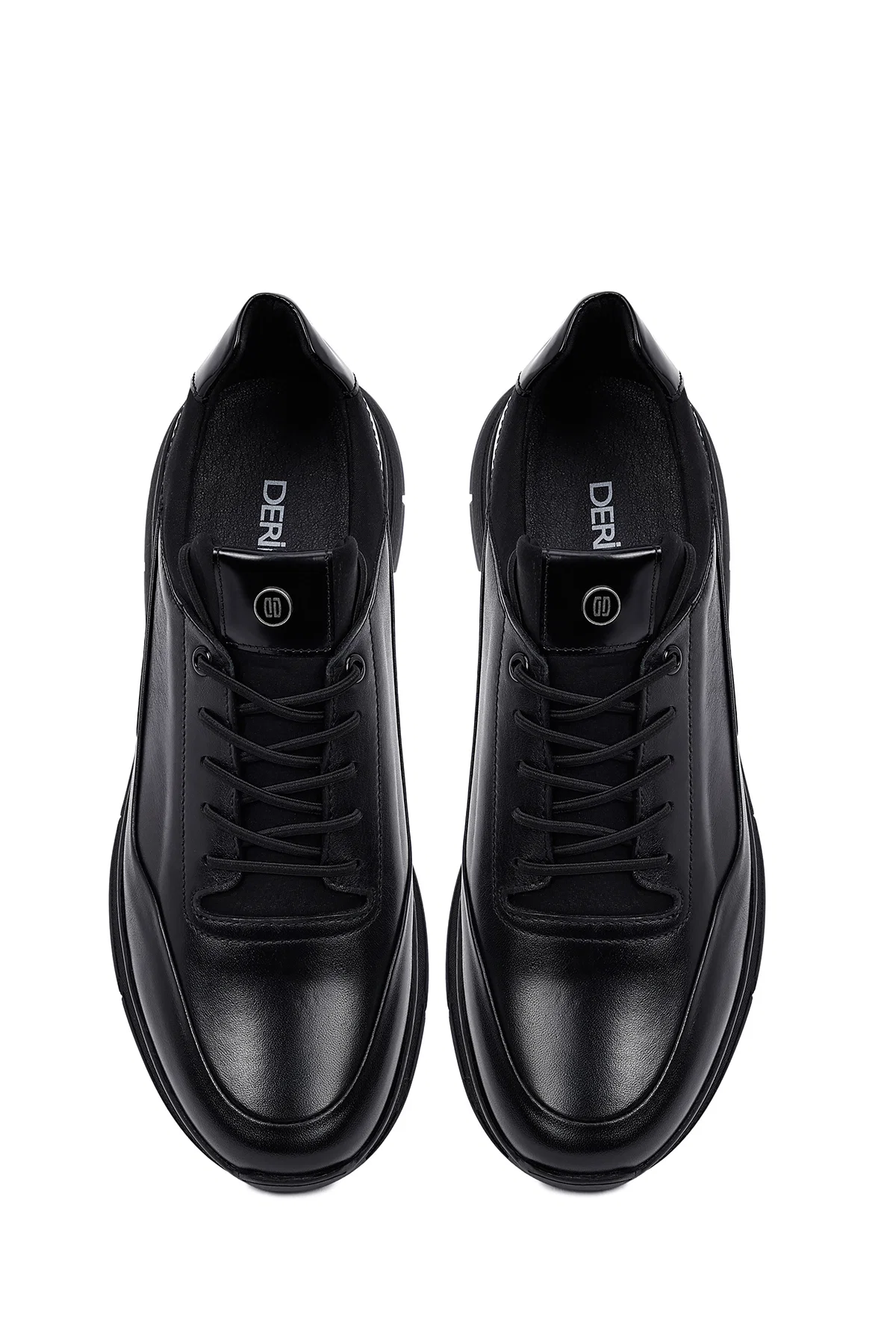 Erkek Siyah Bağcıklı Deri Casual Sneaker - Image 7