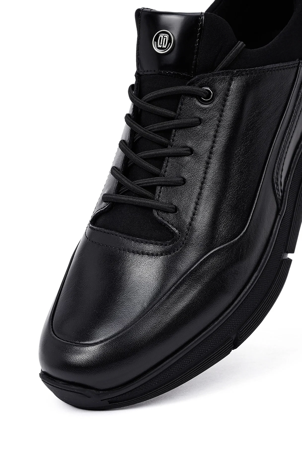 Erkek Siyah Bağcıklı Deri Casual Sneaker - Image 9