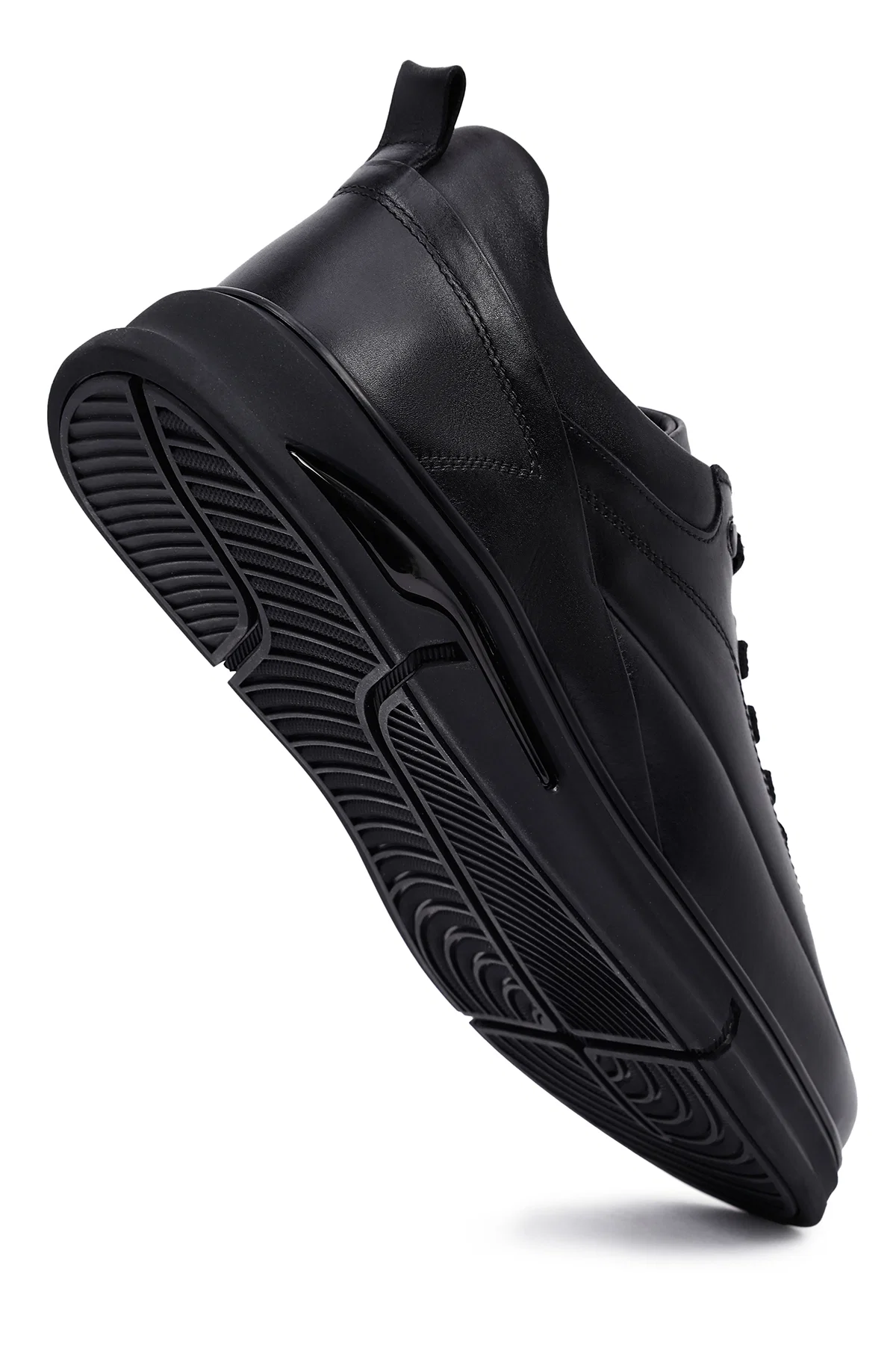 Erkek Siyah Bağcıklı Deri Casual Sneaker - Image 11
