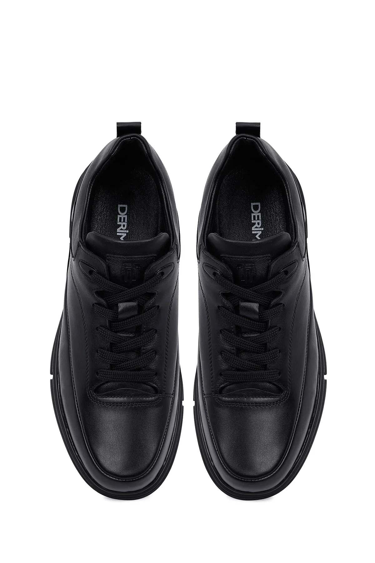 Erkek Siyah Bağcıklı Deri Casual Sneaker - Image 7