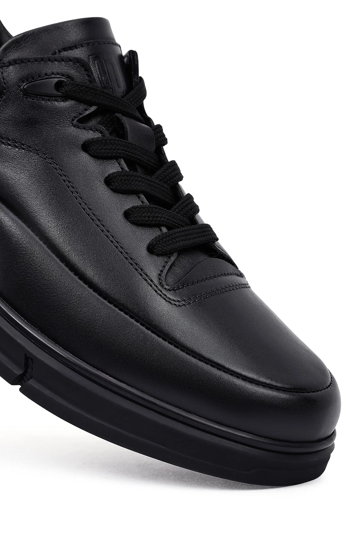 Erkek Siyah Bağcıklı Deri Casual Sneaker - Image 8