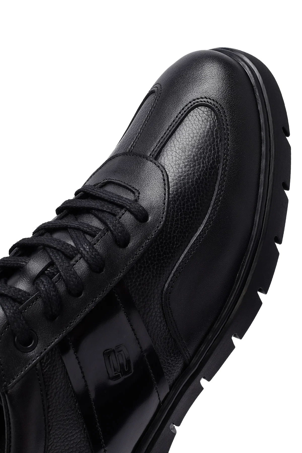 Erkek Siyah Bağcıklı Deri Casual Sneaker - Image 10