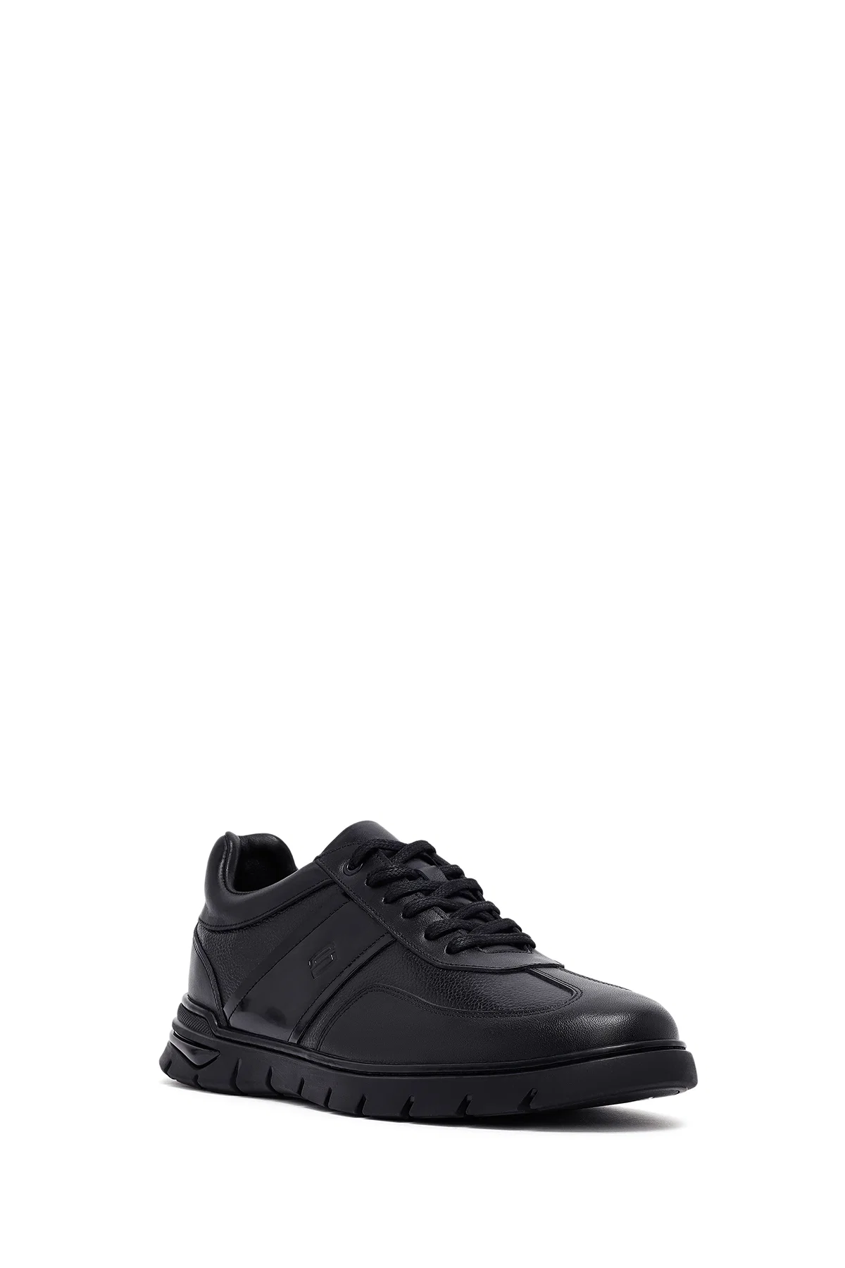 Erkek Siyah Bağcıklı Deri Casual Sneaker - Image 6
