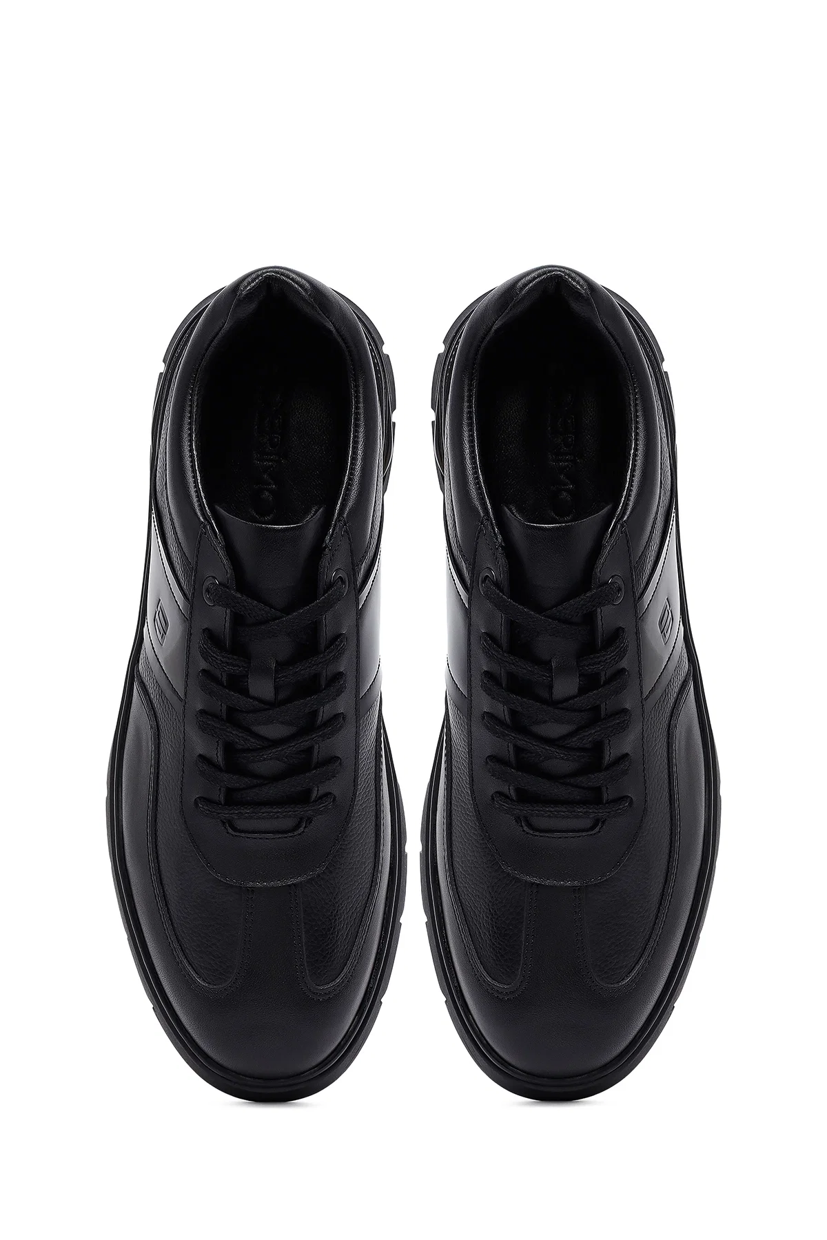 Erkek Siyah Bağcıklı Deri Casual Sneaker - Image 7