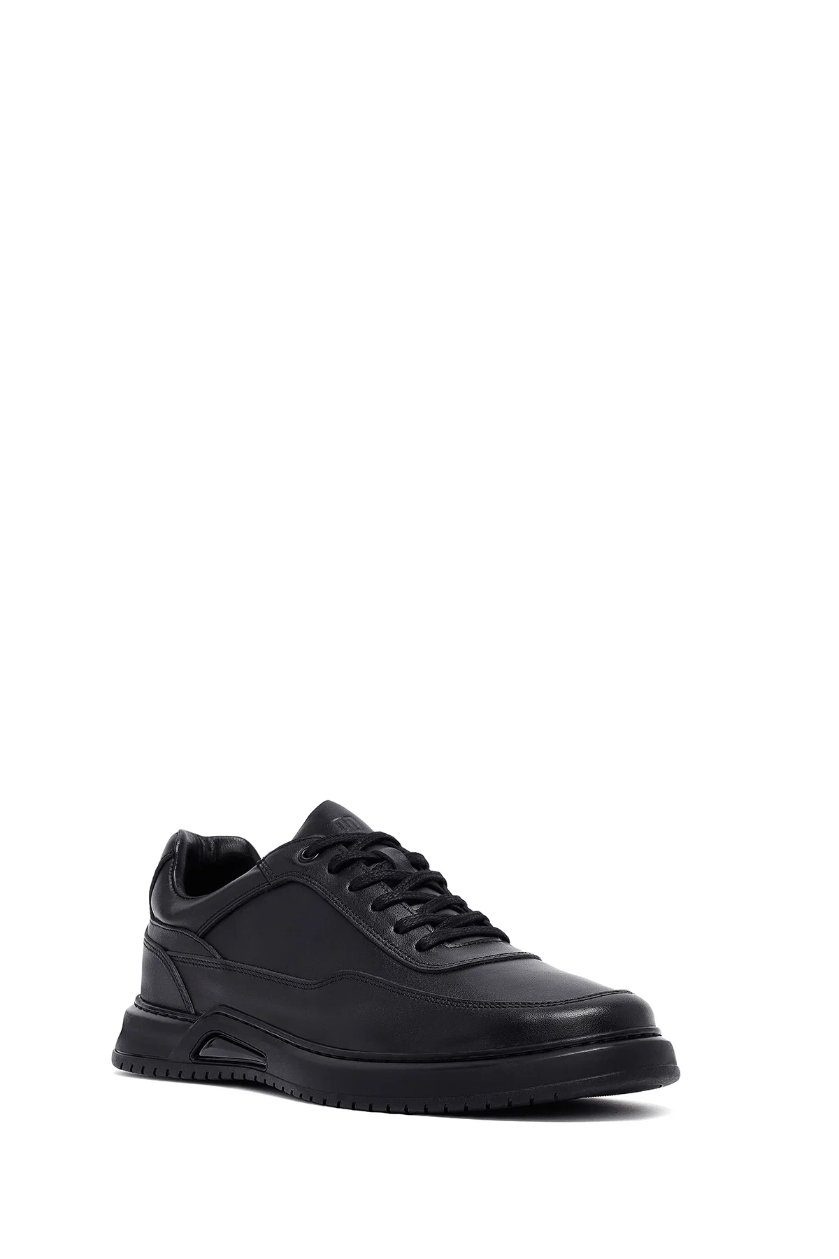 Erkek Siyah Bağcıklı Deri Casual Sneaker - Image 6