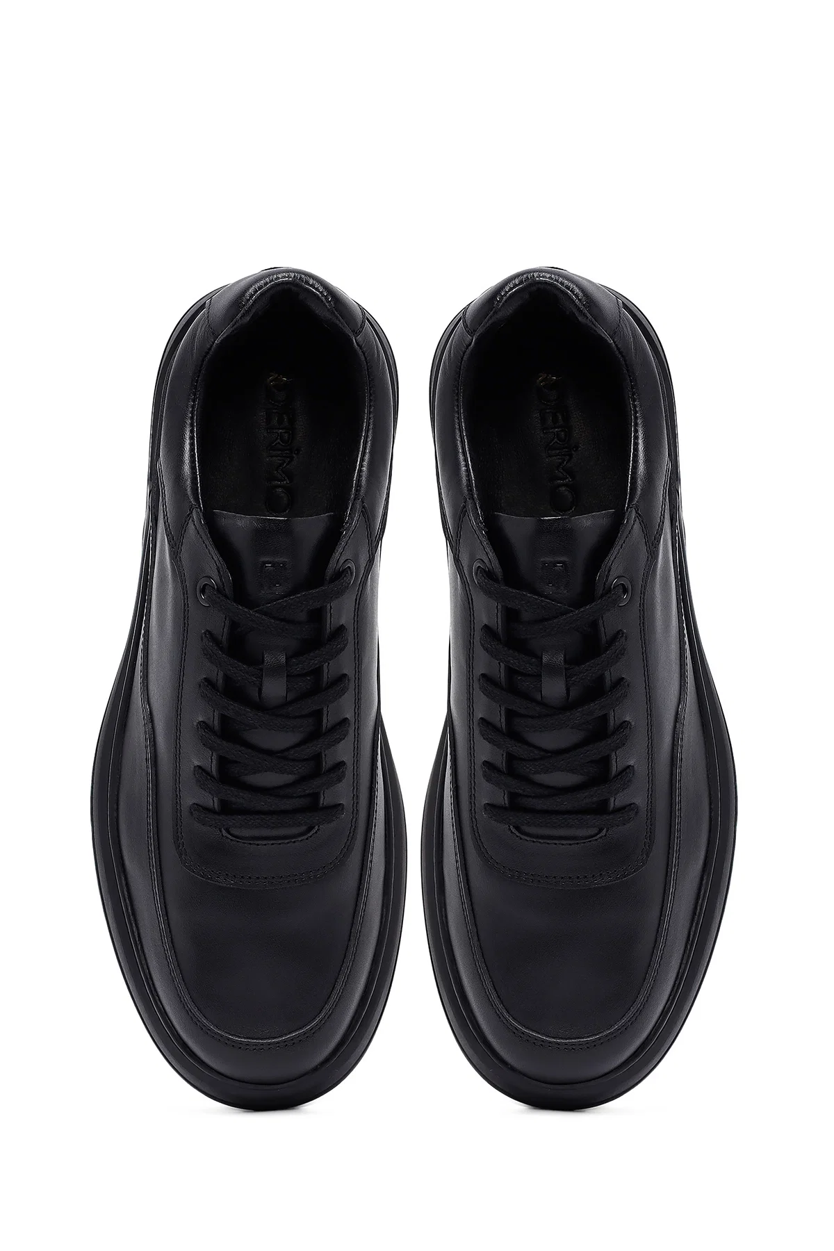 Erkek Siyah Bağcıklı Deri Casual Sneaker - Image 7