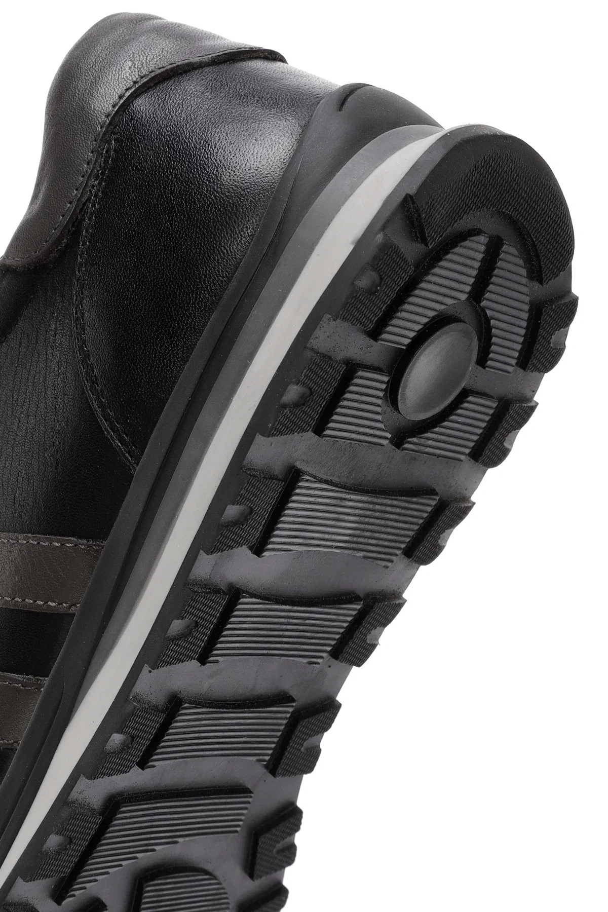 Erkek Siyah Bağcıklı Deri Casual Sneaker - Image 8