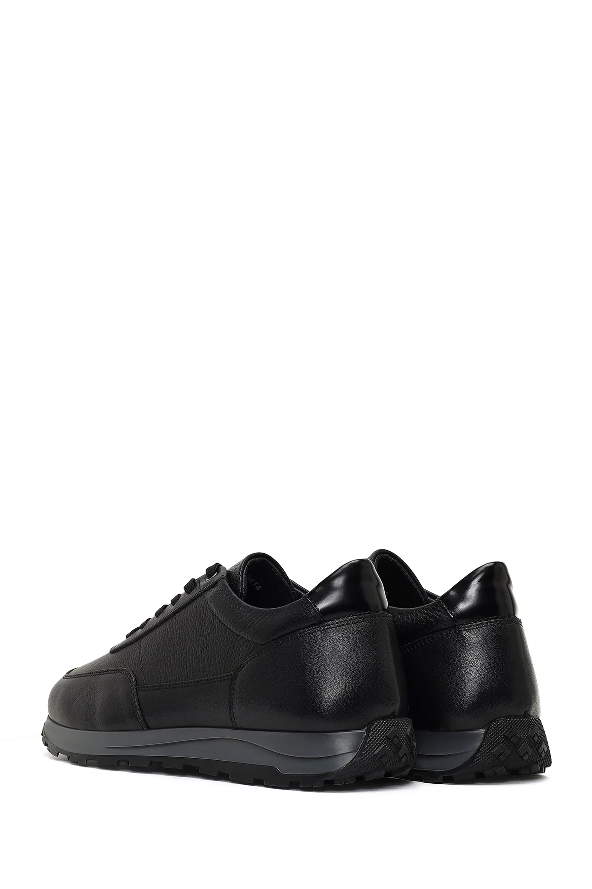 Erkek Siyah Bağcıklı Deri Casual Sneaker - Image 5