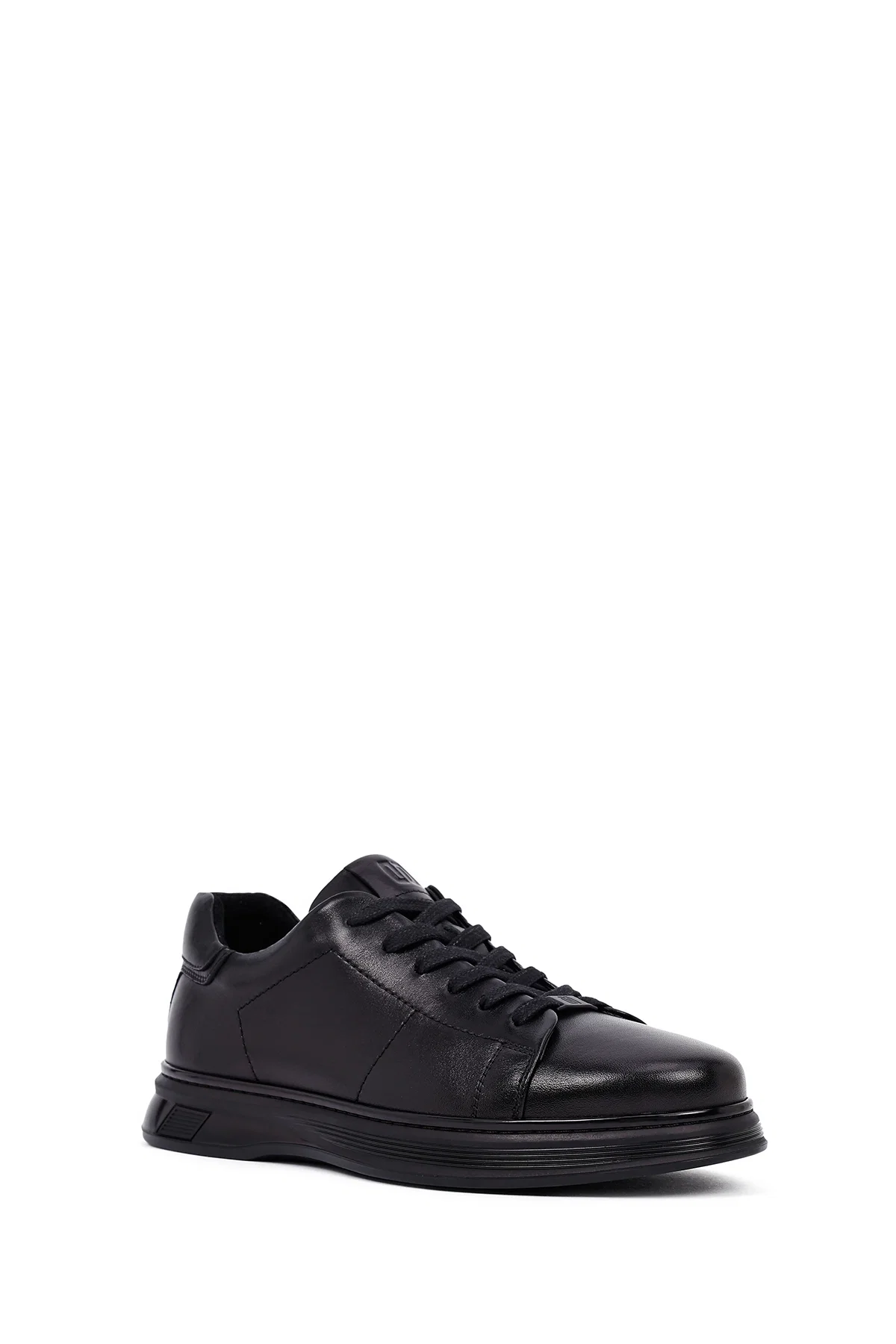 Erkek Siyah Bağcıklı Deri Casual Sneaker - Image 6