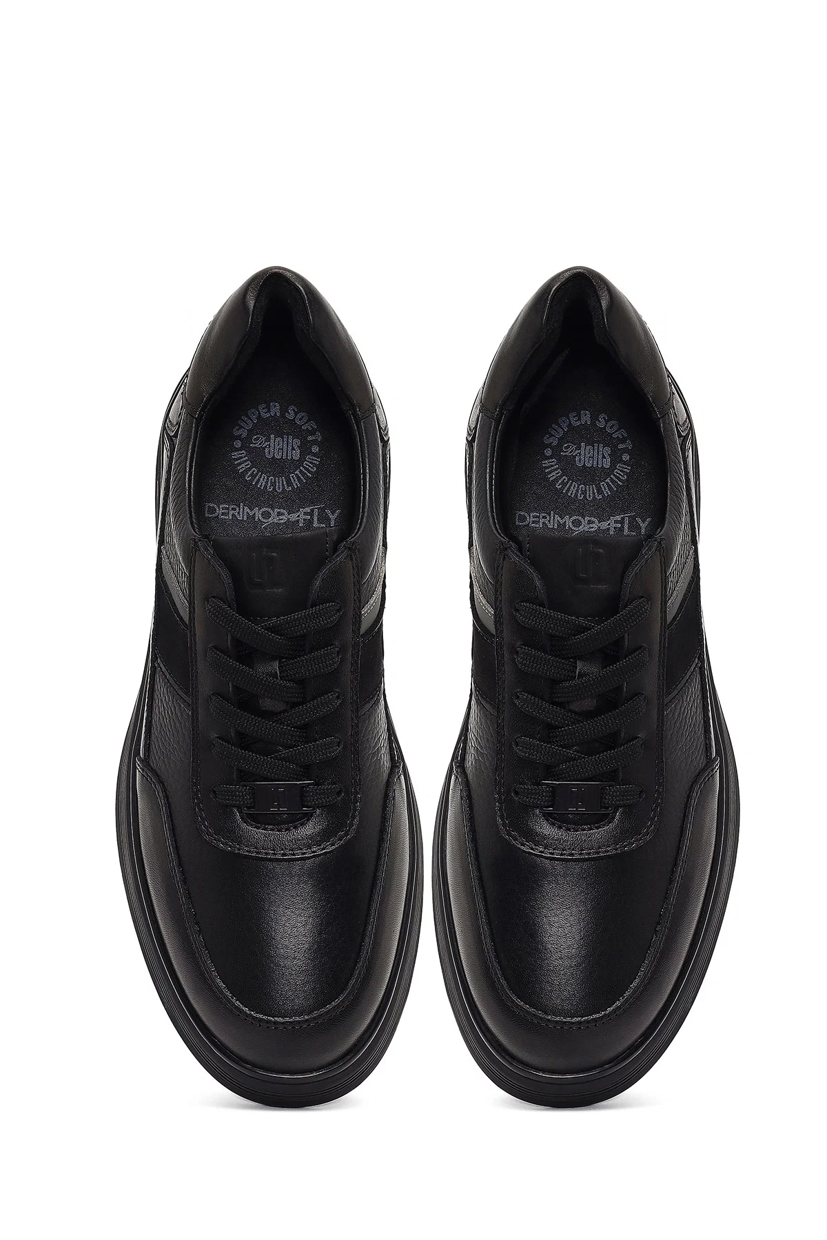 Erkek Siyah Bağcıklı Deri Casual Sneaker - Image 7
