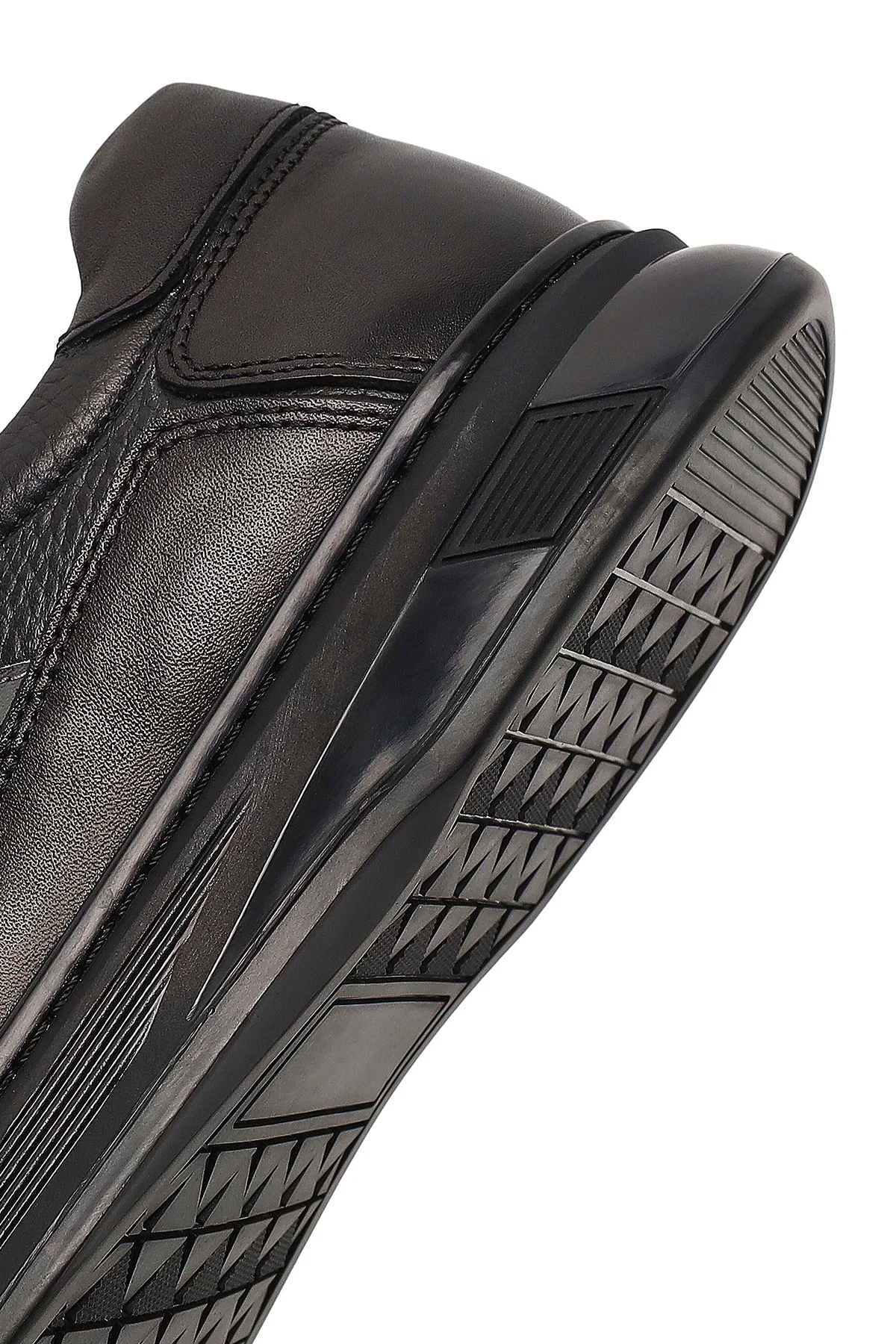 Erkek Siyah Bağcıklı Deri Casual Sneaker - Image 8
