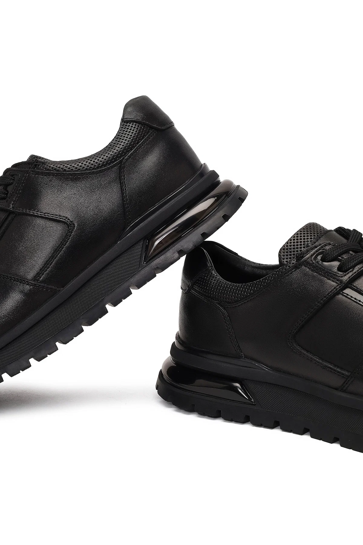 Erkek Siyah Bağcıklı Deri Casual Sneaker - Image 10