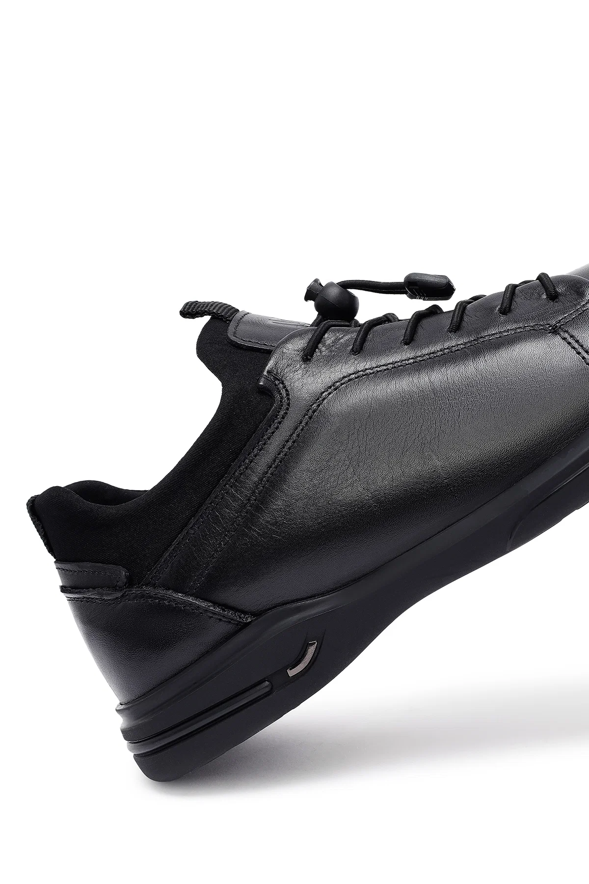 Erkek Siyah Bağcıklı Deri Casual Sneaker - Image 10