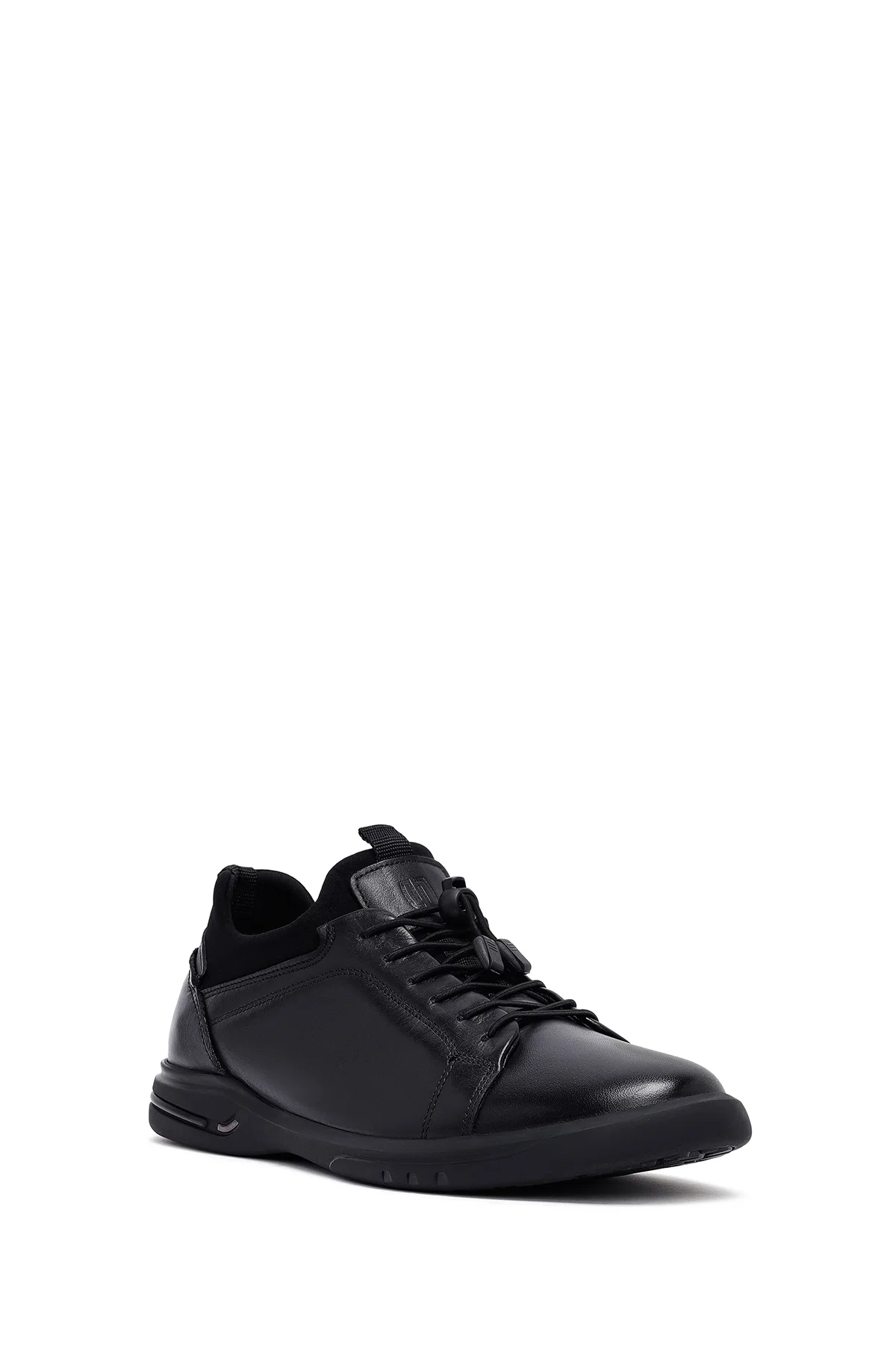 Erkek Siyah Bağcıklı Deri Casual Sneaker - Image 6