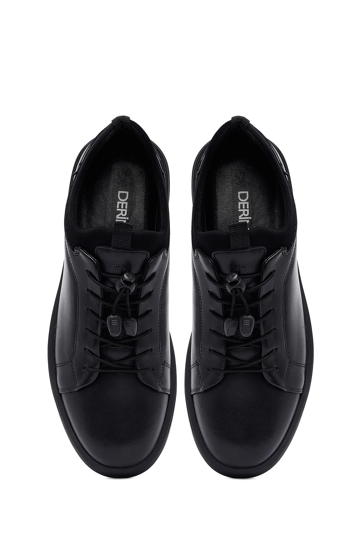 Erkek Siyah Bağcıklı Deri Casual Sneaker - Image 7