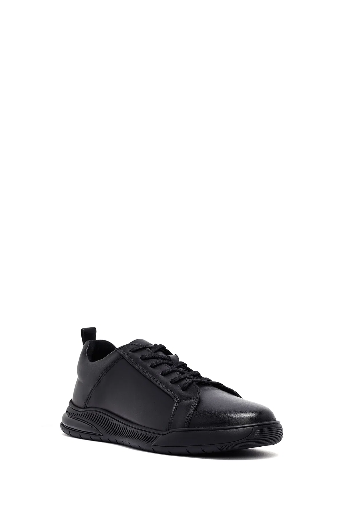 Erkek Siyah Bağcıklı Deri Casual Sneaker - Image 6