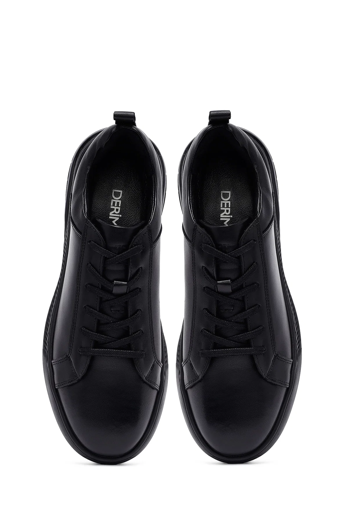 Erkek Siyah Bağcıklı Deri Casual Sneaker - Image 7