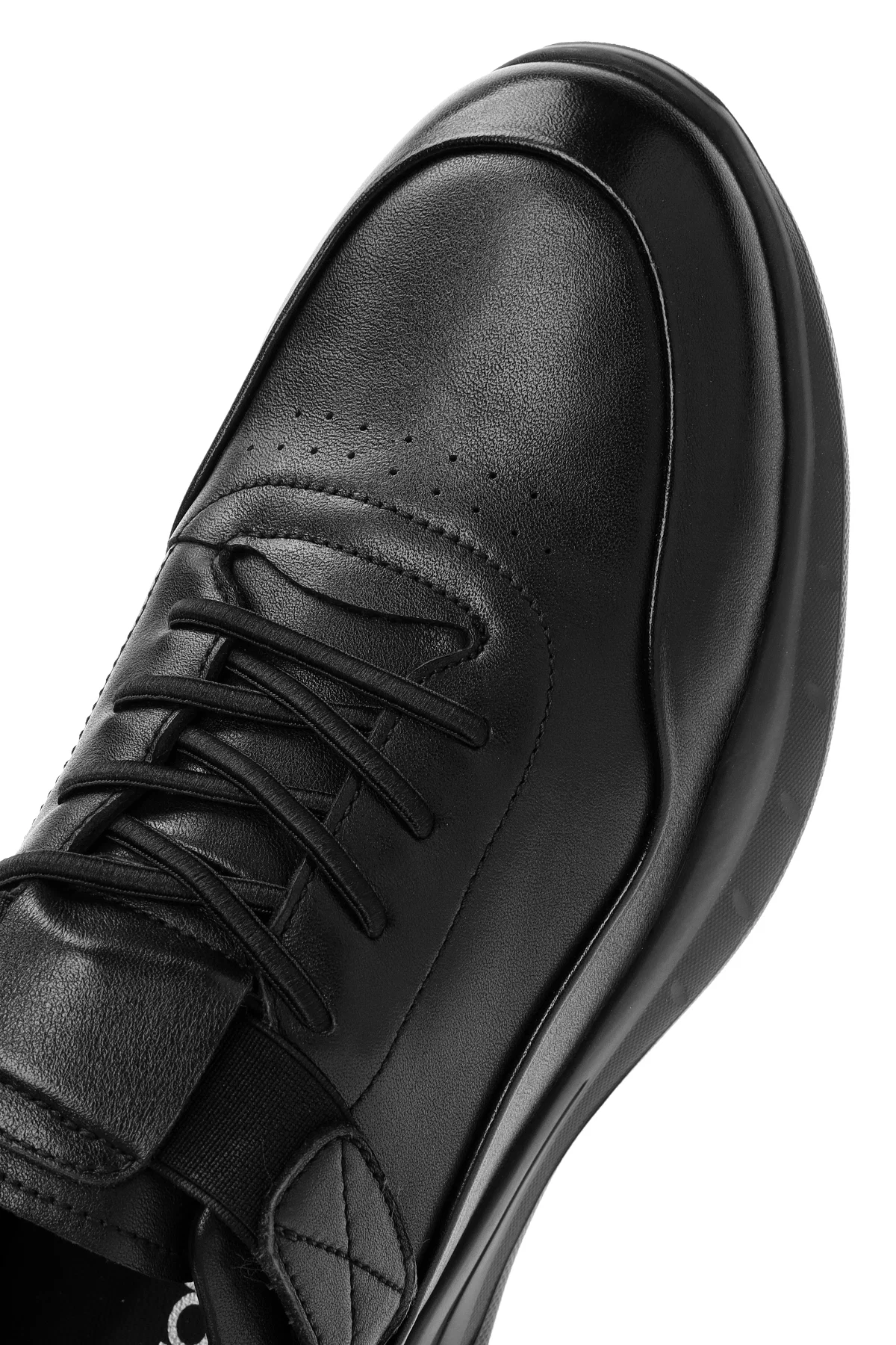 Erkek Siyah Bağcıklı Deri Casual Sneaker - Image 10