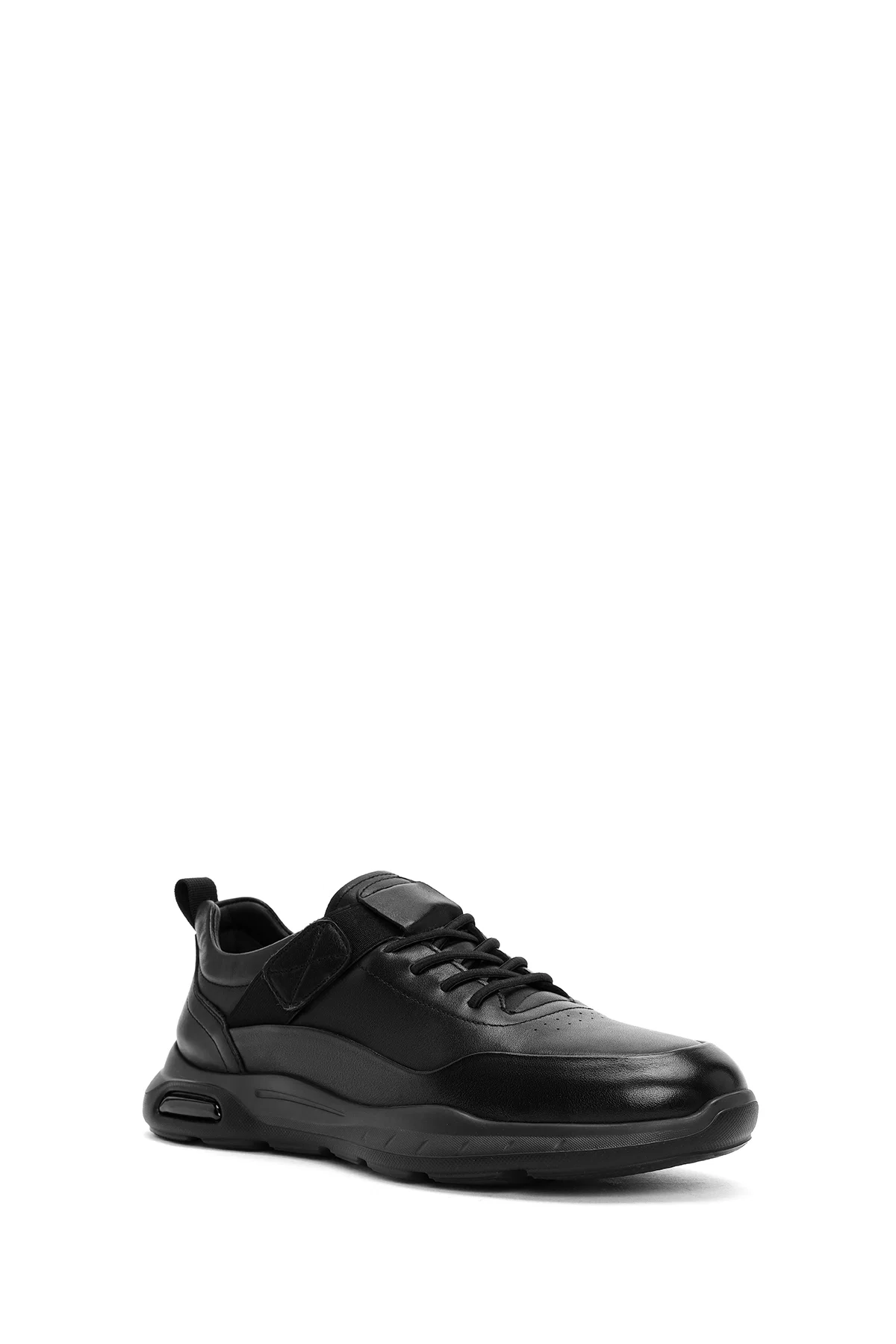 Erkek Siyah Bağcıklı Deri Casual Sneaker - Image 6